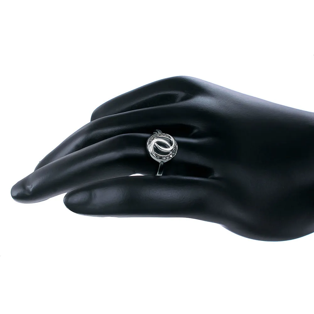 1/10 cttw Black Diamond Ring in .925 Sterling Silver with Rhodium Plating