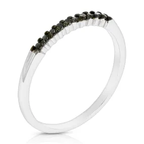 1/10 cttw Diamond Wedding Band for Women in 0.925 Sterling Silver Black Diamond Ring, 10 Stones Prong Set