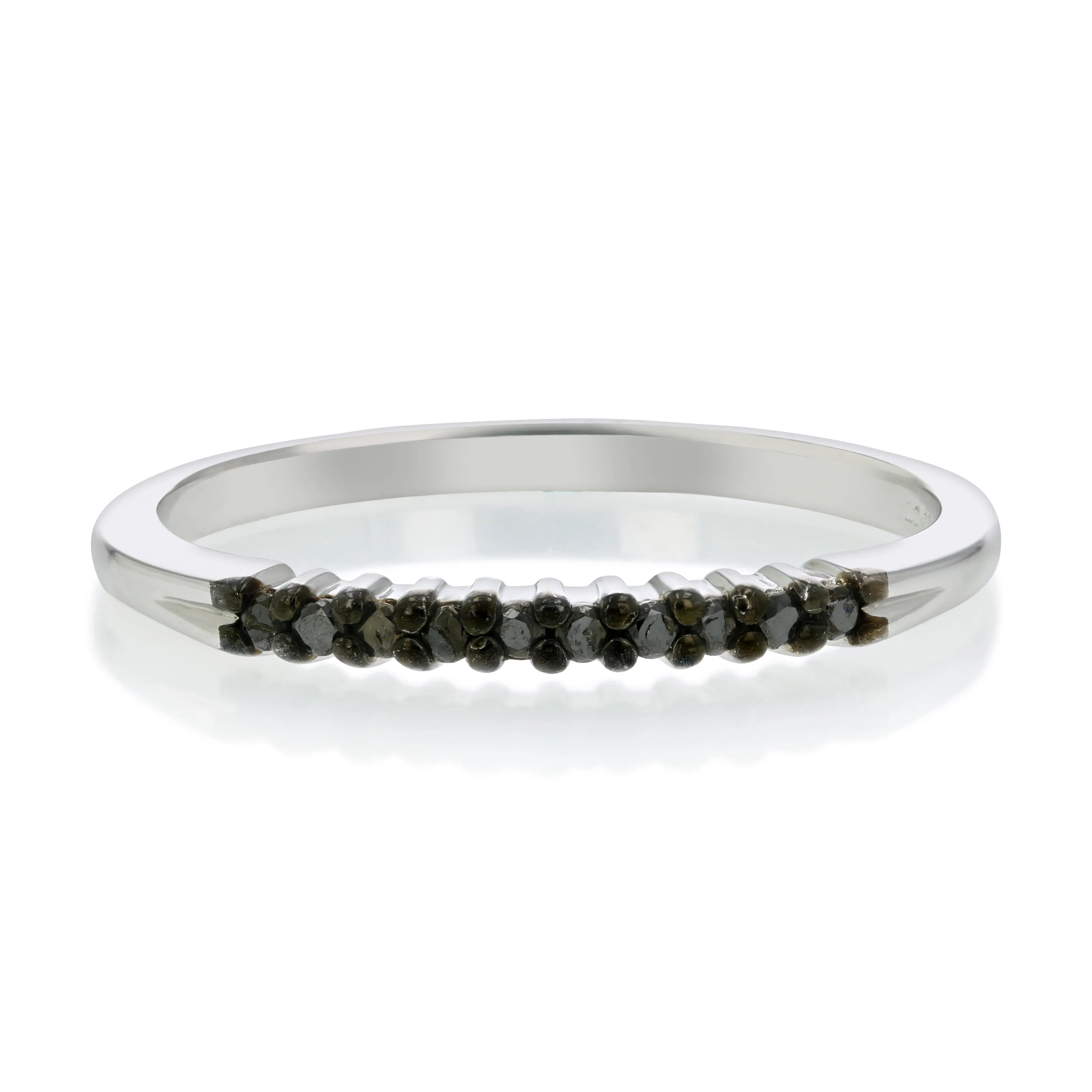1/10 cttw Diamond Wedding Band for Women in 0.925 Sterling Silver Black Diamond Ring, 10 Stones Prong Set