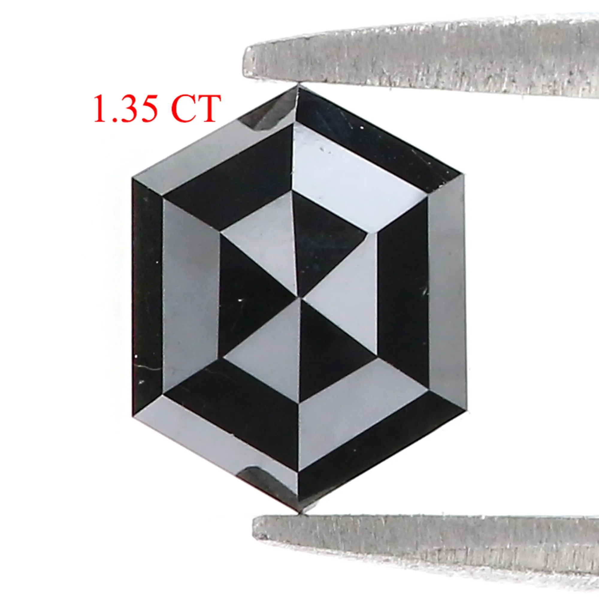 1.35 CT Natural Loose Hexagon Shape Diamond Black Hexagon Rose Cut Diamond 7.20 MM Natural Loose Black Color Hexagon Rose Cut Diamond QL9787