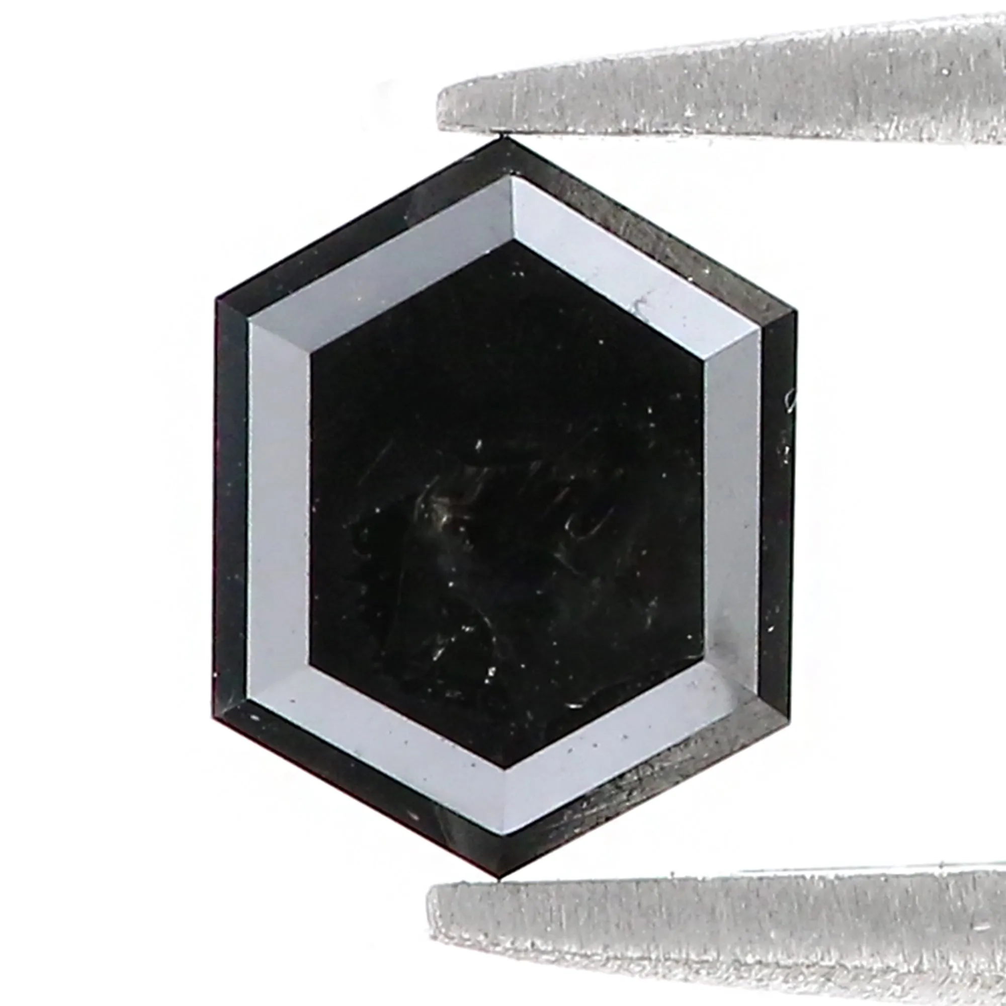 1.35 CT Natural Loose Hexagon Shape Diamond Black Hexagon Rose Cut Diamond 7.20 MM Natural Loose Black Color Hexagon Rose Cut Diamond QL9787