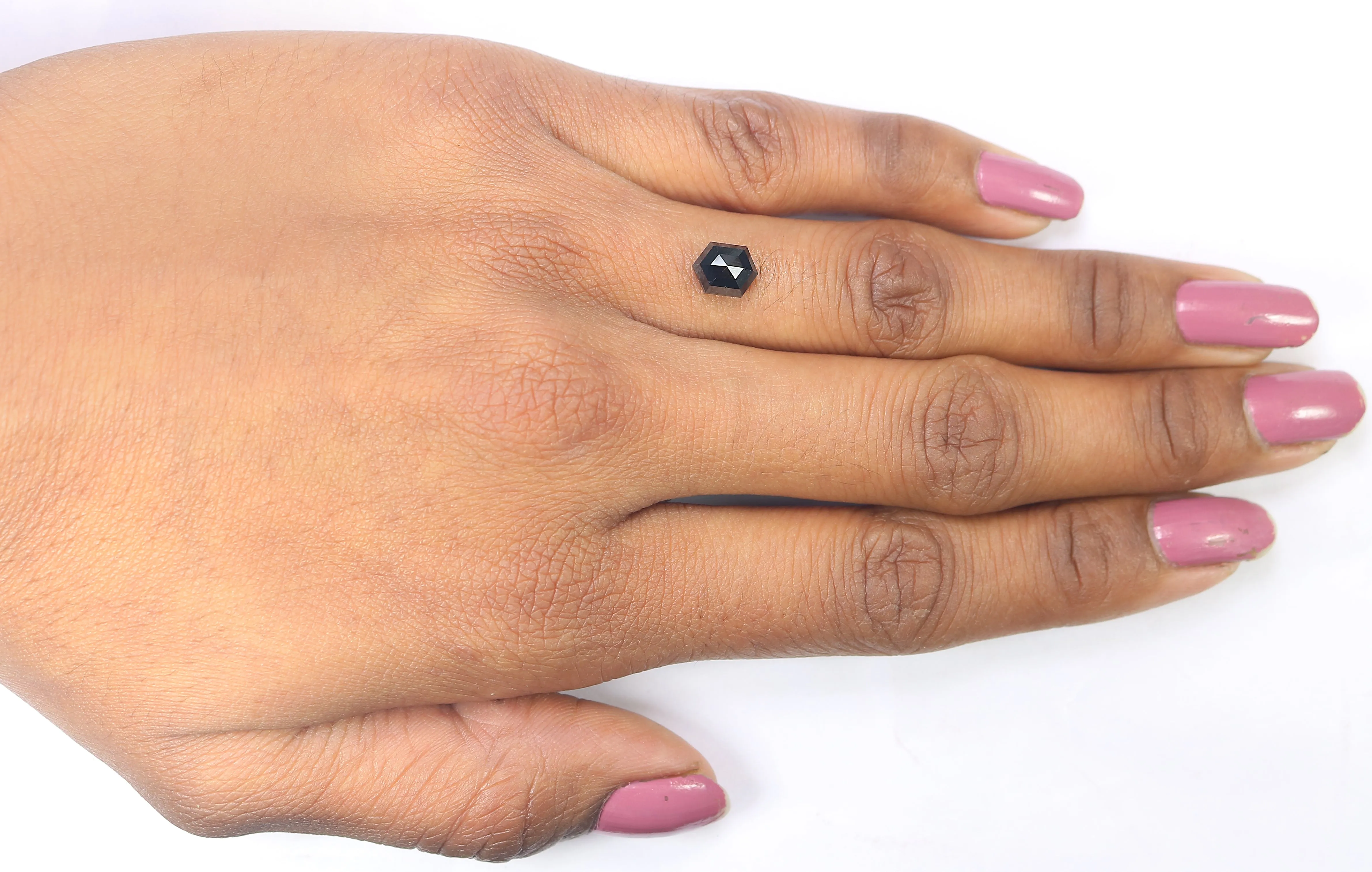 1.35 CT Natural Loose Hexagon Shape Diamond Black Hexagon Rose Cut Diamond 7.20 MM Natural Loose Black Color Hexagon Rose Cut Diamond QL9787