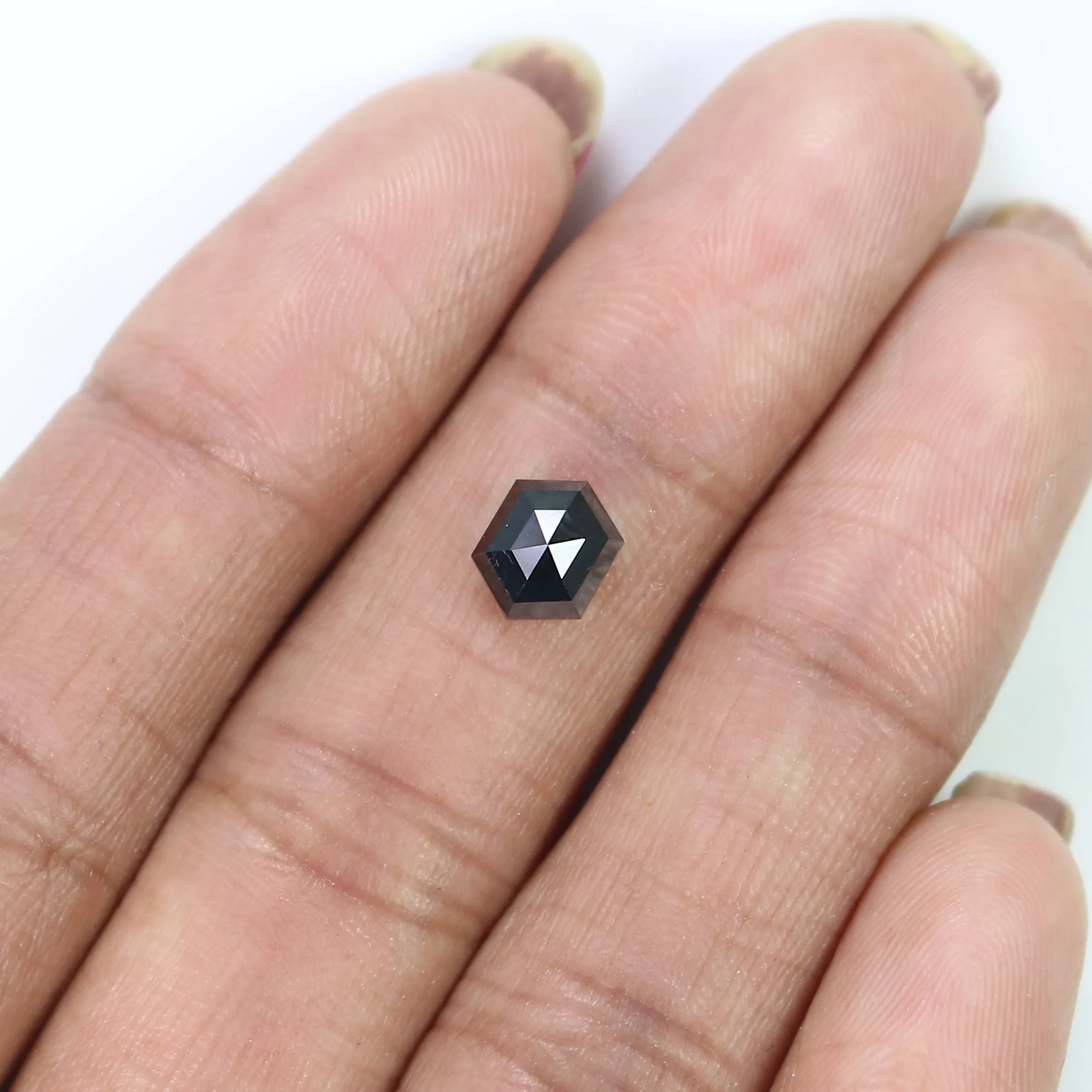 1.35 CT Natural Loose Hexagon Shape Diamond Black Hexagon Rose Cut Diamond 7.20 MM Natural Loose Black Color Hexagon Rose Cut Diamond QL9787