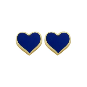 14K GOLD BLUE SMALL MEGAN HEART STUDS