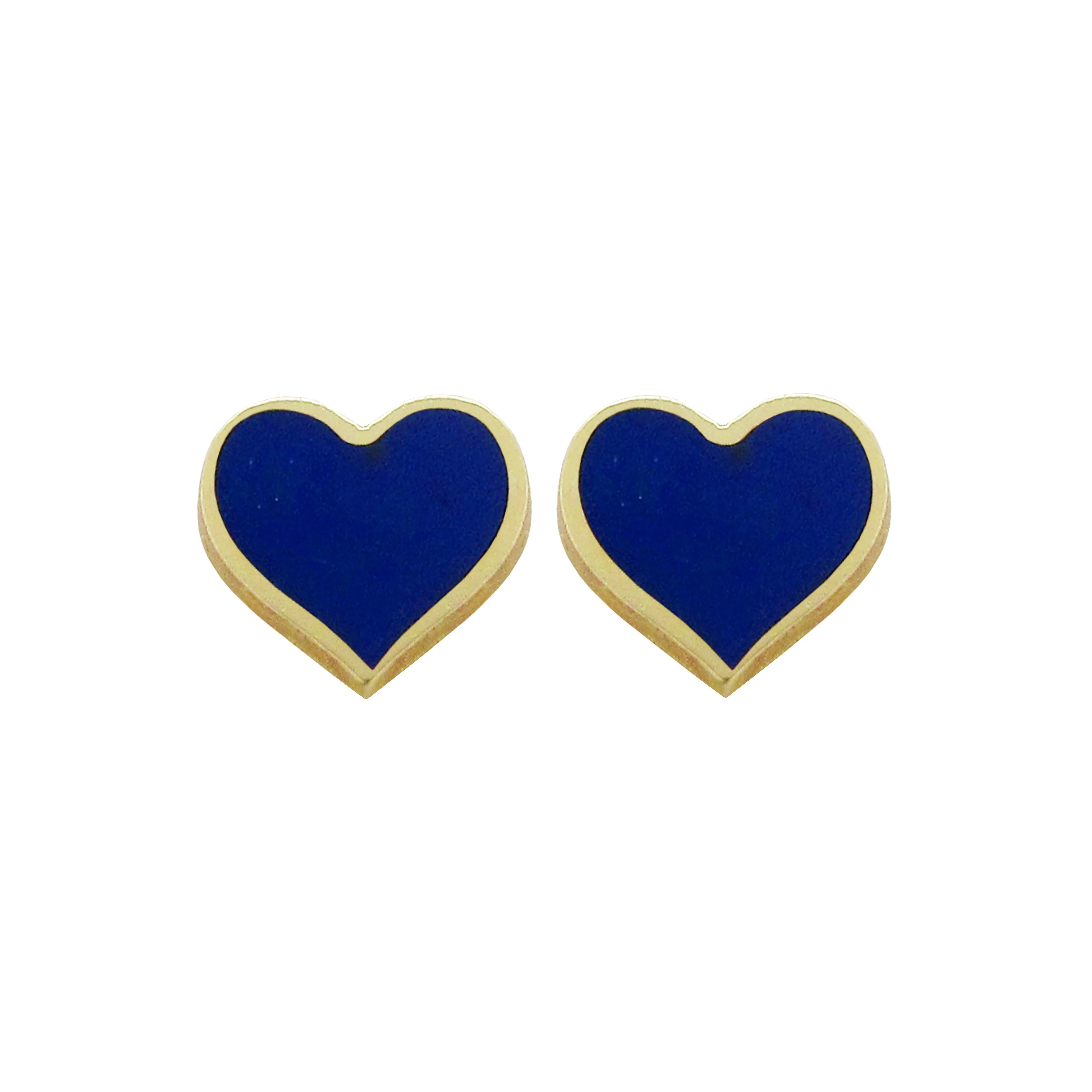 14K GOLD BLUE SMALL MEGAN HEART STUDS
