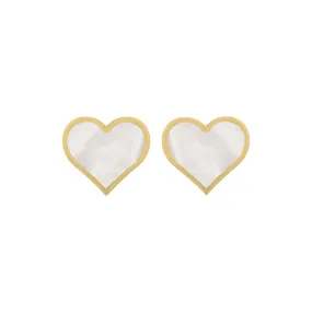 14K GOLD MOTHER OF PEARL LARGE MEGAN HEART STUDS