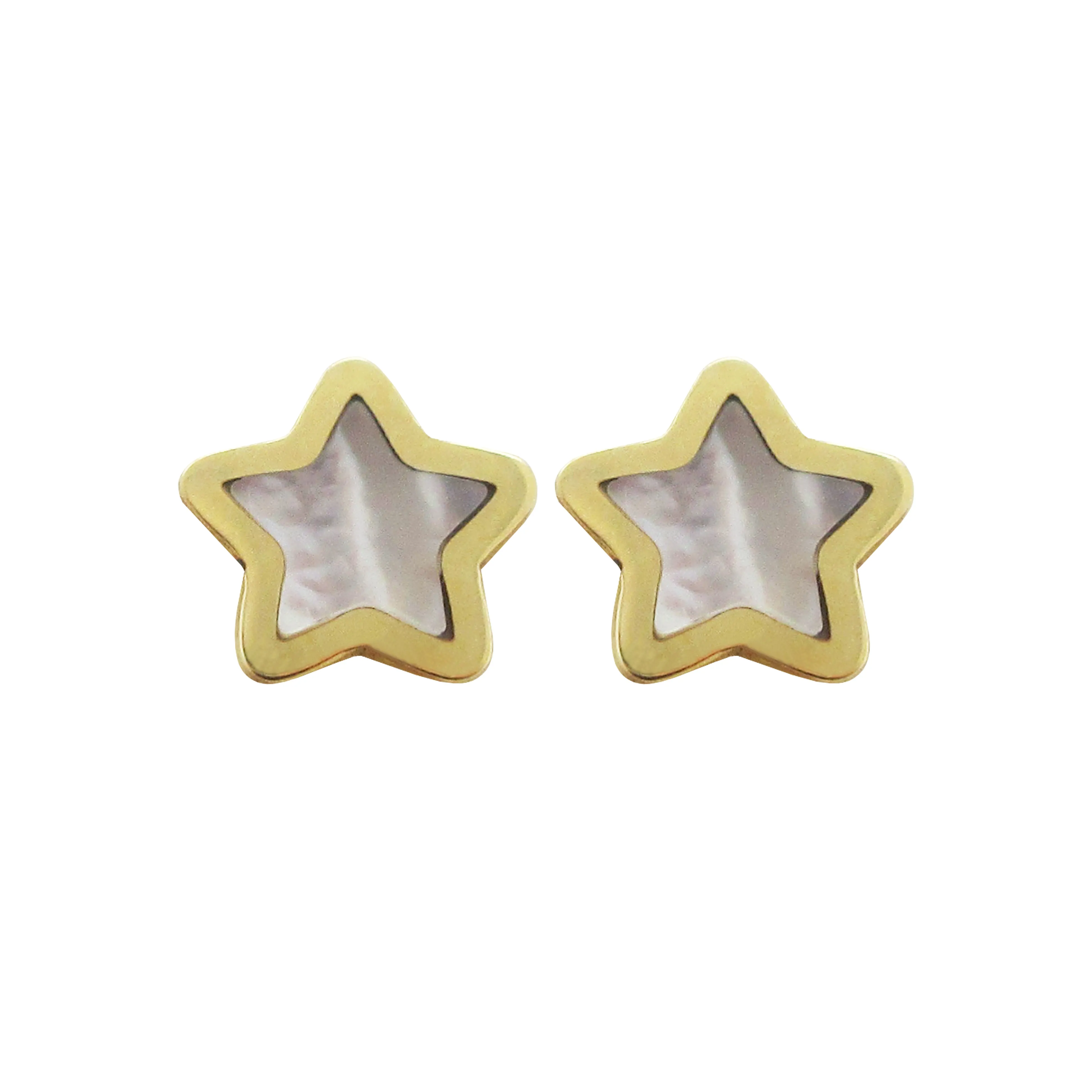 14K GOLD WHITE SMALL MEGAN STAR STUDS