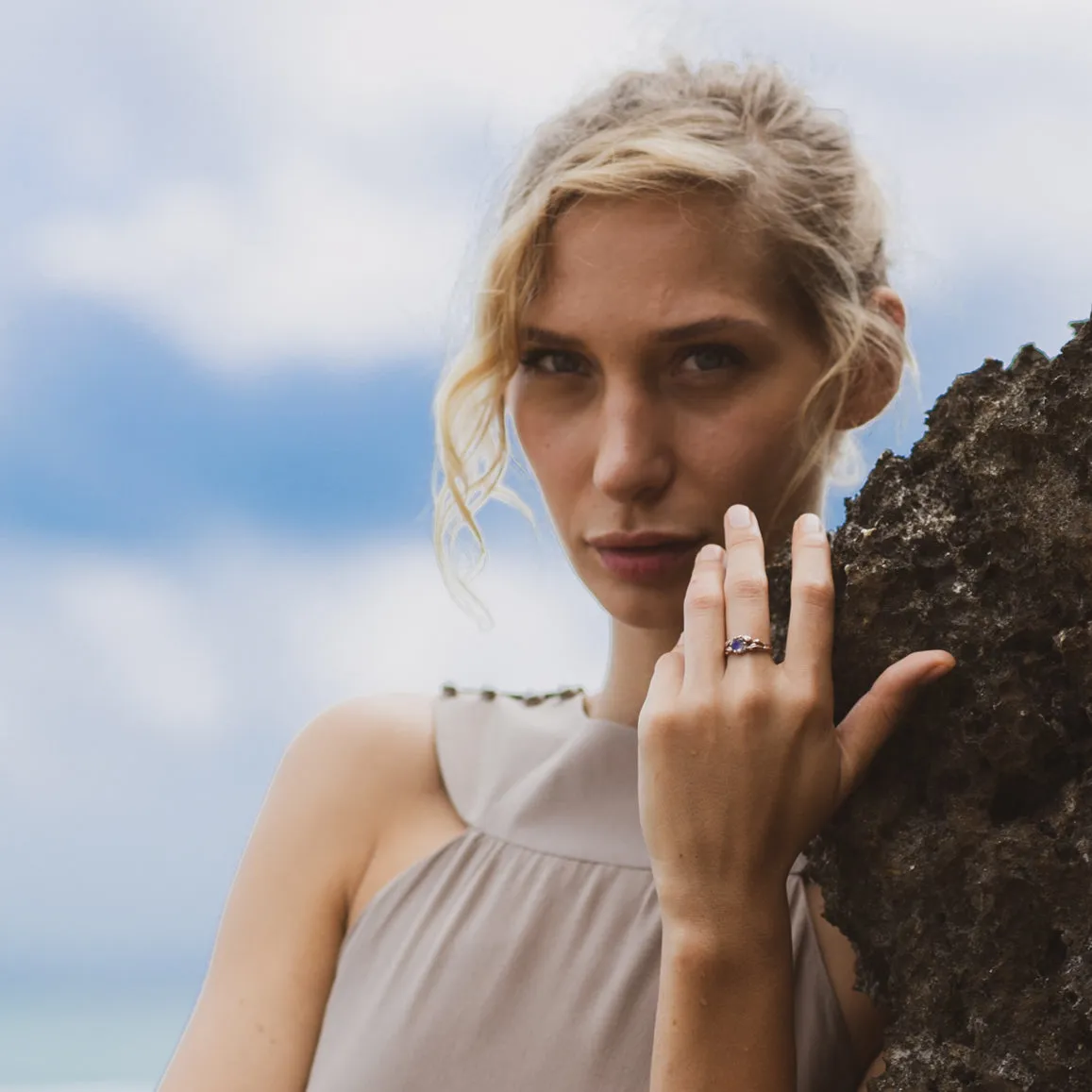 14K Rose Gold Moonstone Engagement ring "Louise"