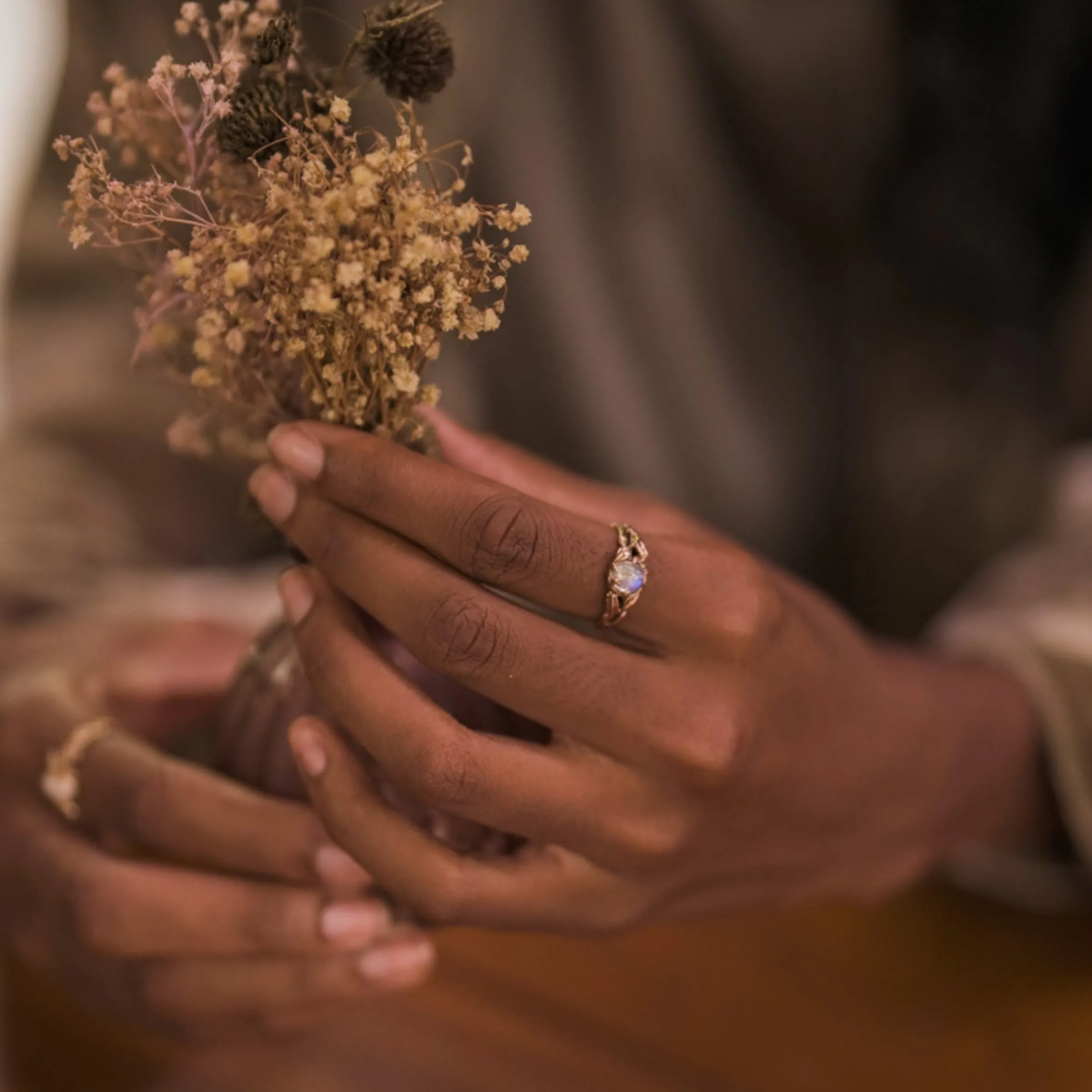 14K Rose Gold Moonstone Engagement ring "Louise"