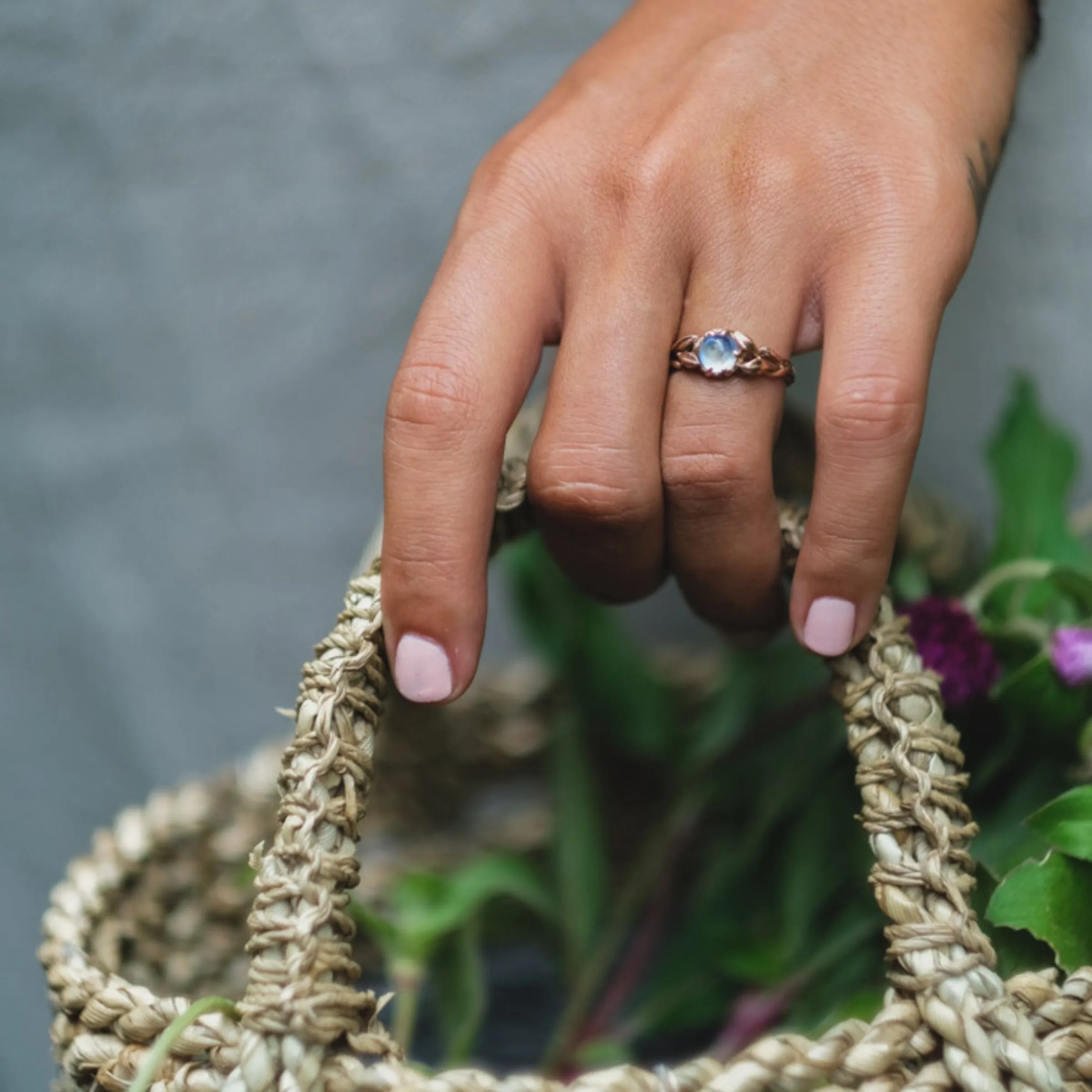 14K Rose Gold Moonstone Engagement ring "Louise"
