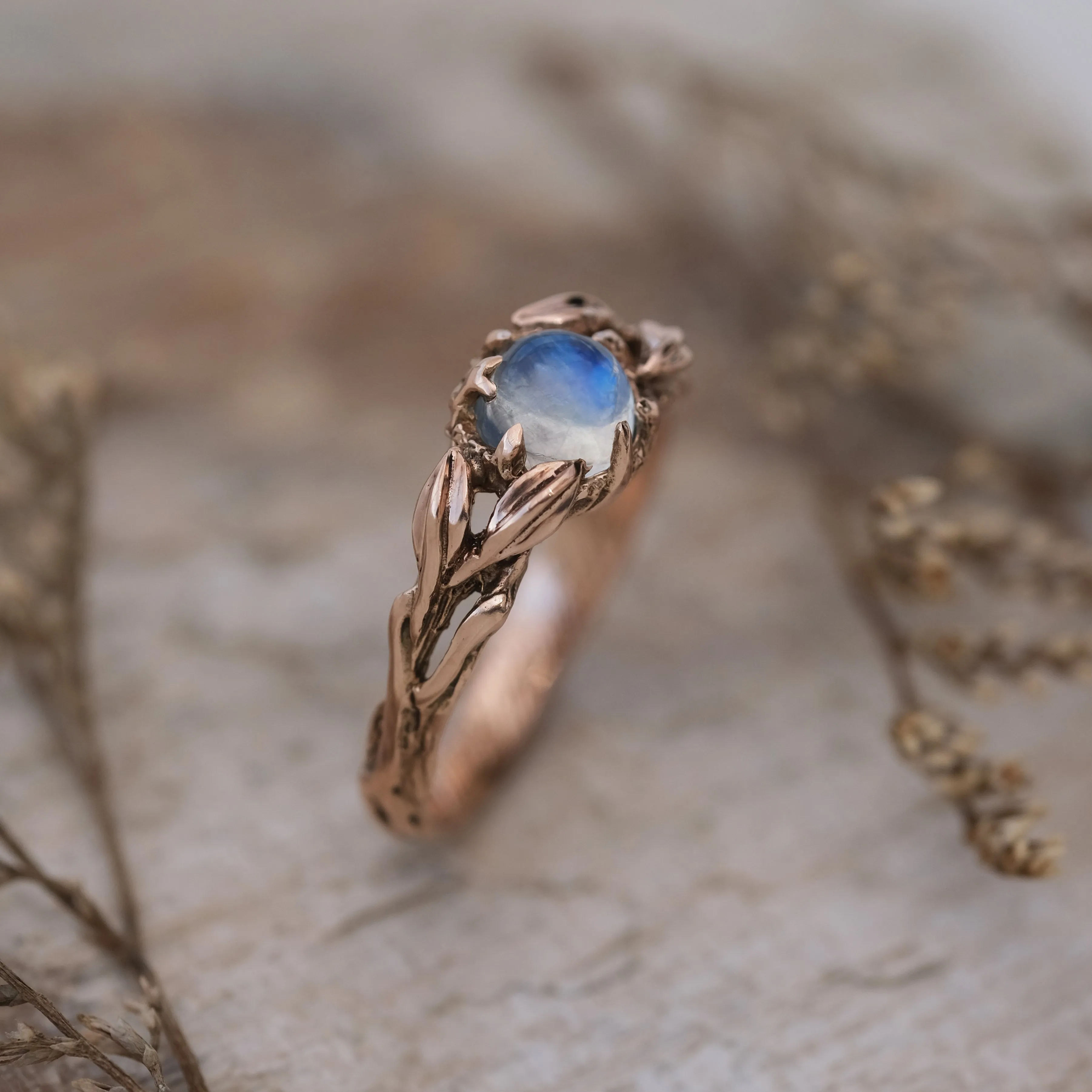 14K Rose Gold Moonstone Engagement ring "Louise"