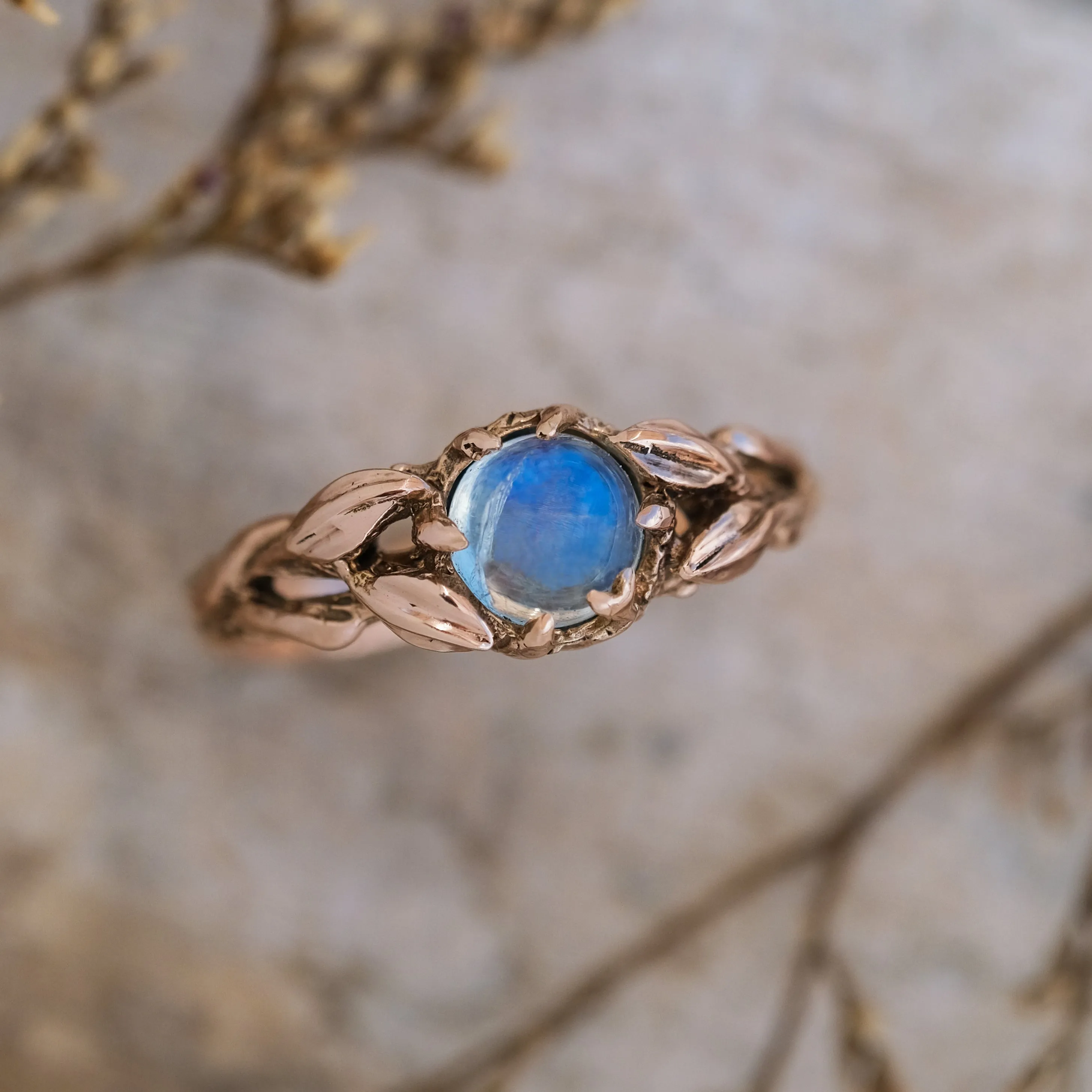 14K Rose Gold Moonstone Engagement ring "Louise"