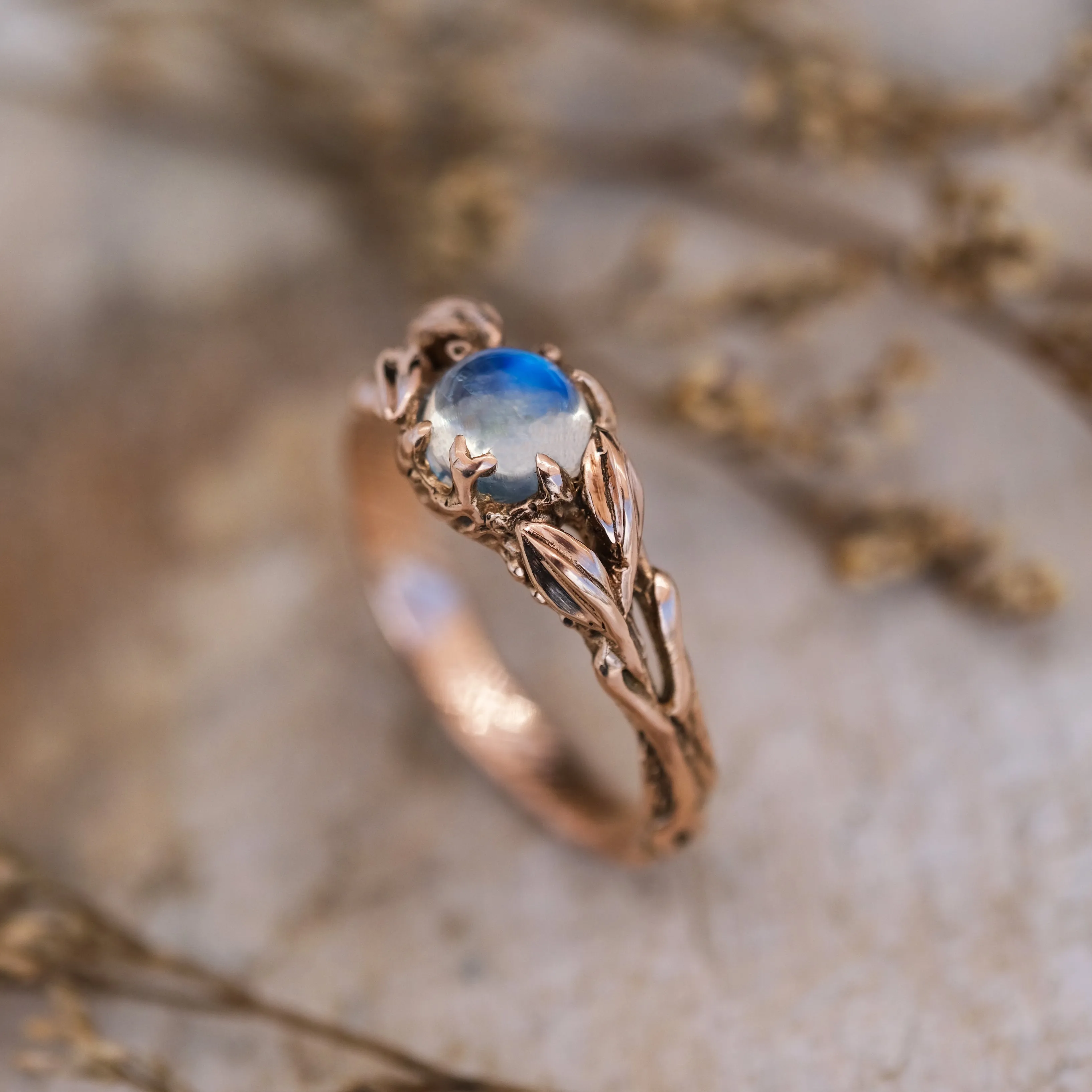 14K Rose Gold Moonstone Engagement ring "Louise"