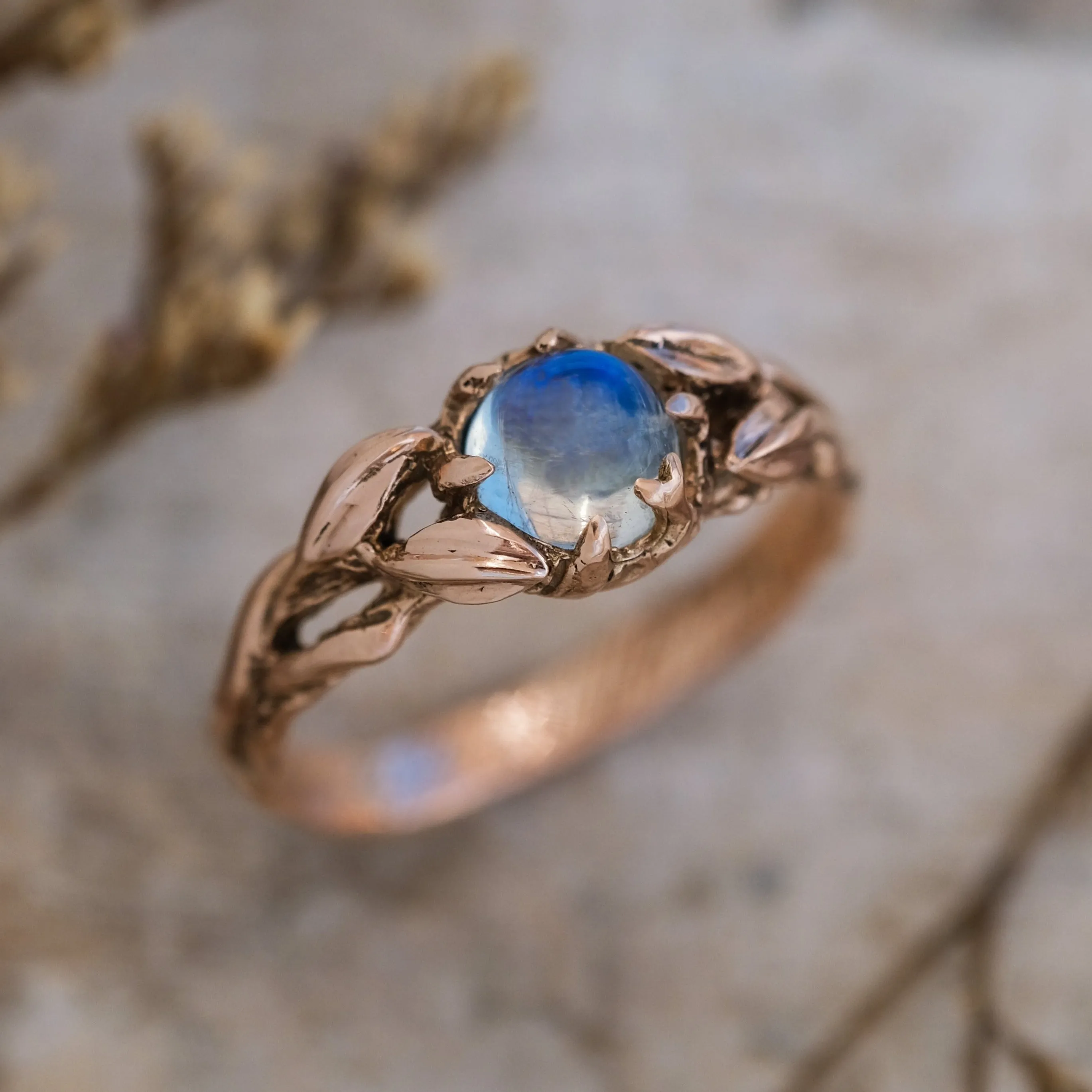14K Rose Gold Moonstone Engagement ring "Louise"