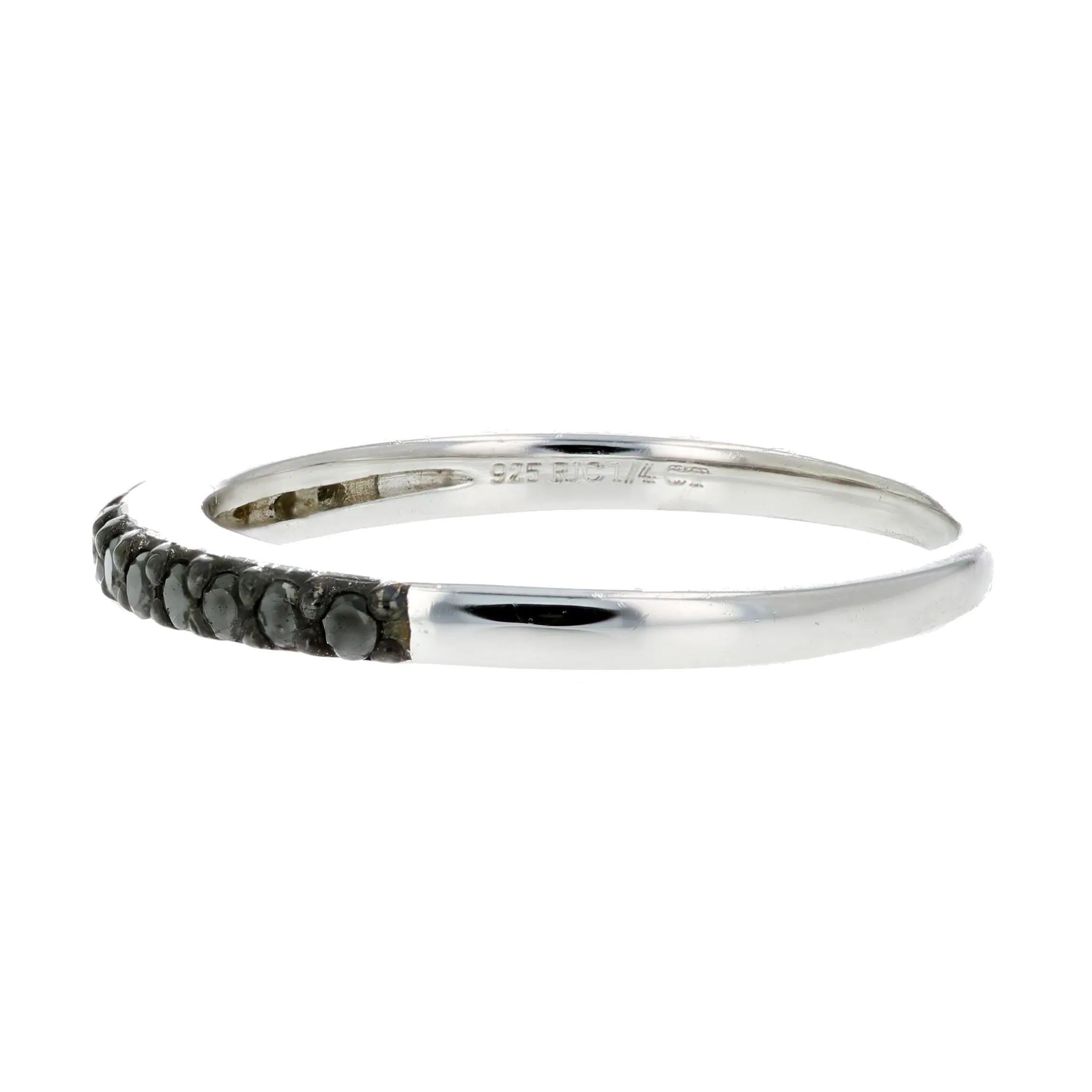 1/5 cttw Black Diamond Ring Wedding Band .925 Sterling Silver 13 Stones Round