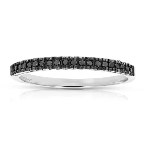 1/8 cttw Black Diamond Ring Wedding Band in .925 Sterling Silver 20 Stones