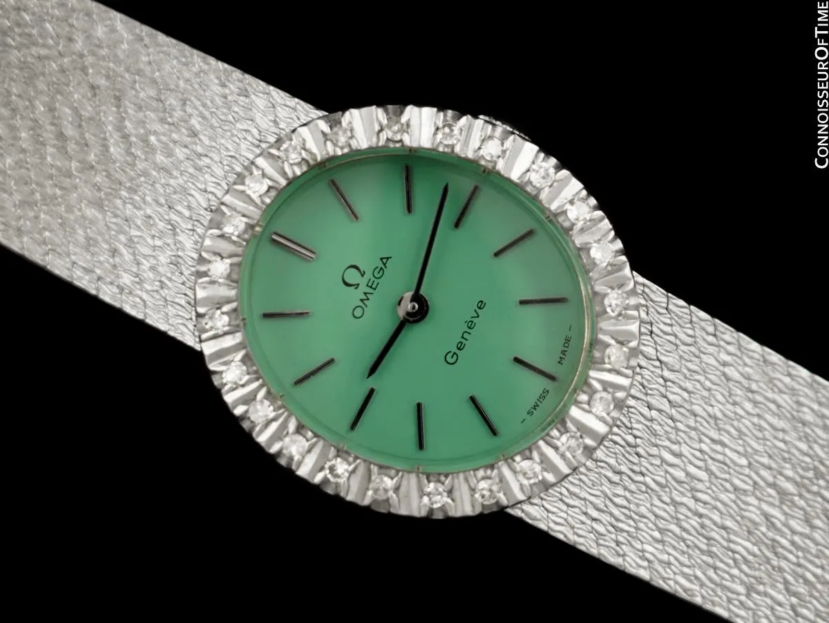 1972 Omega Geneve Vintage Ladies Handwound Watch - Stainless Steel & Diamonds