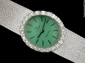 1972 Omega Geneve Vintage Ladies Handwound Watch - Stainless Steel & Diamonds