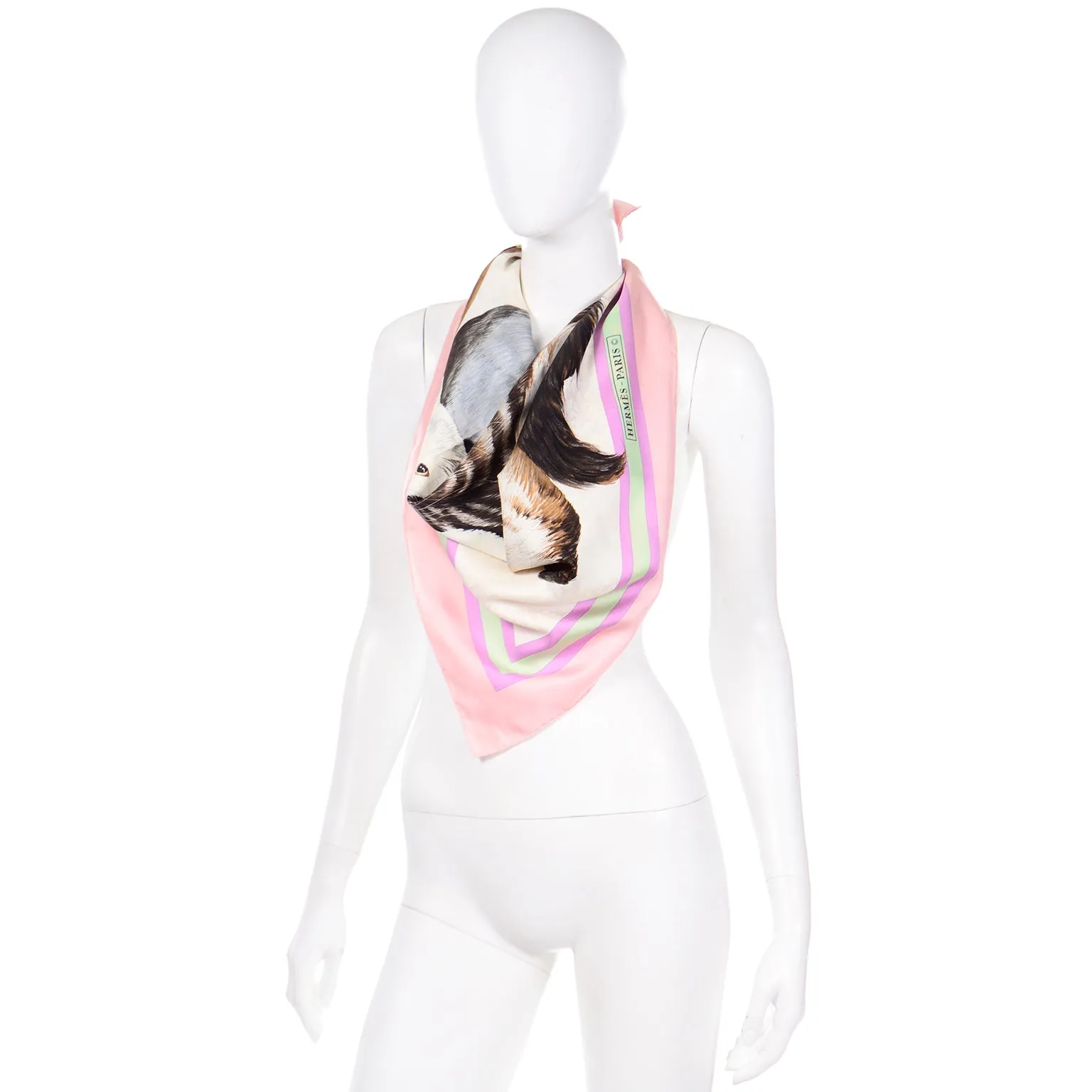 1985 Hermès Silk Cats Scarf Carré Les Chats By Daphne Duchesne