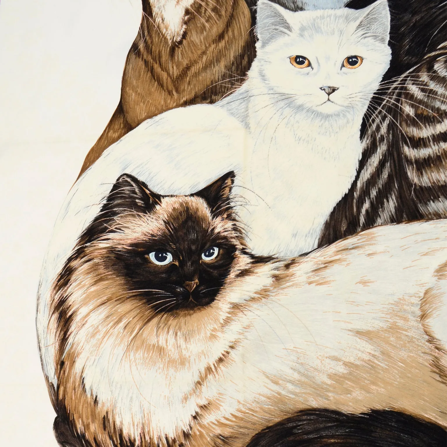 1985 Hermès Silk Cats Scarf Carré Les Chats By Daphne Duchesne