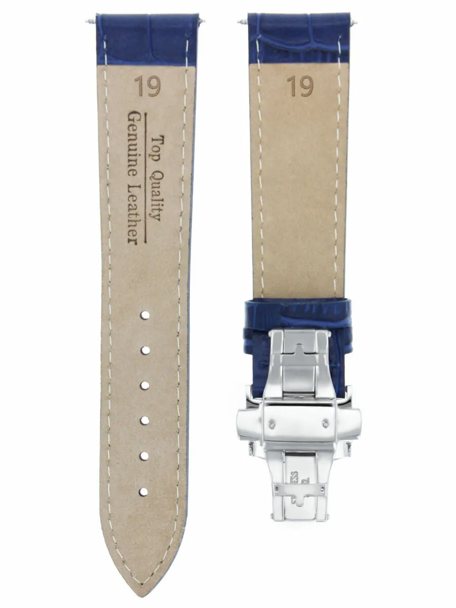 19MM LEATHER WATCH BAND STRAP FOR CITIZEN ECO DRIVE WATCH BUTTERFLY CLASP BLUE