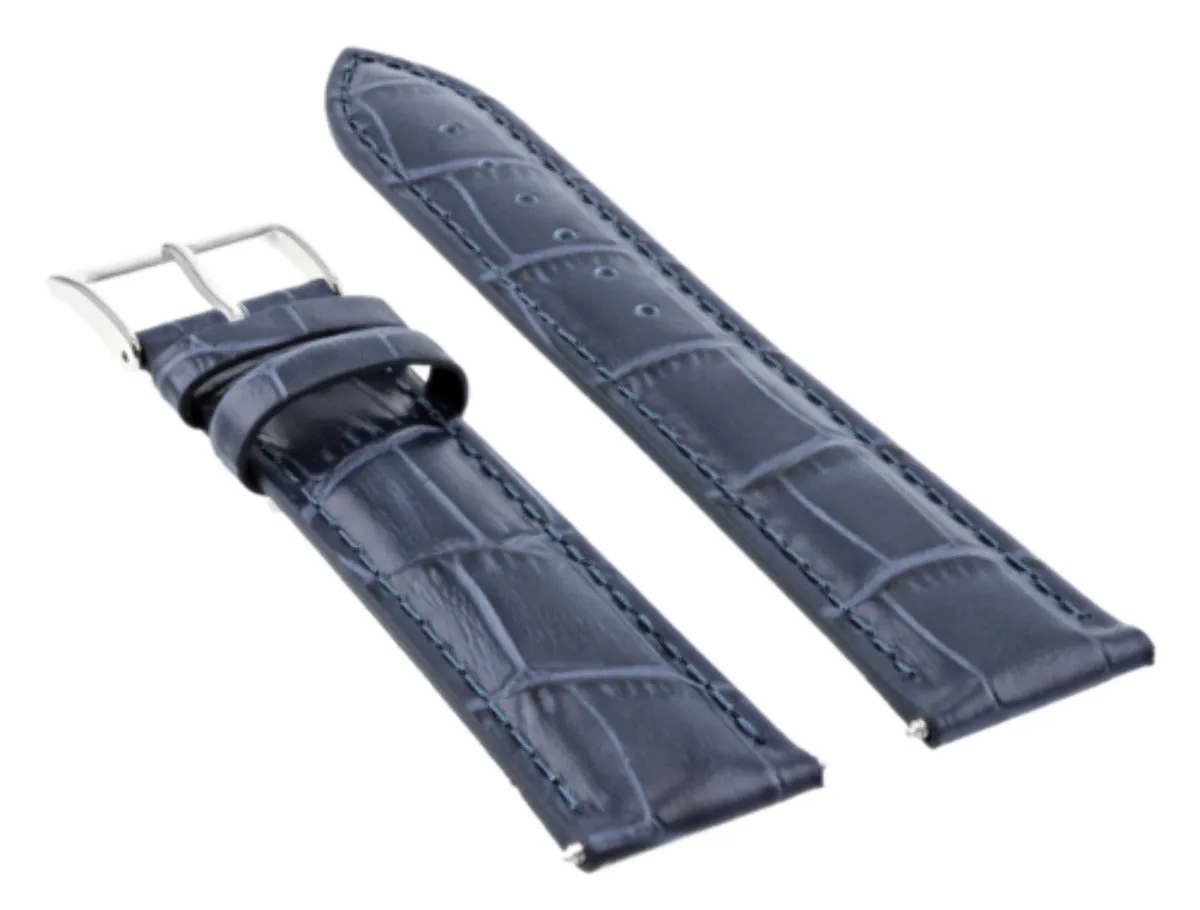 19MM LEATHER WATCH STRAP BAND FOR 34MM ROLEX DATE AIRKING 1400 1505 5700 BLUE