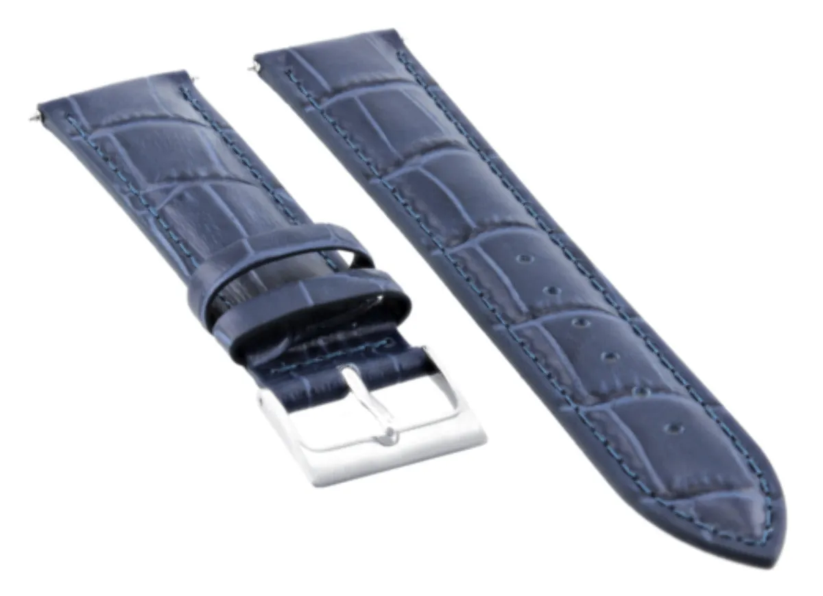 19MM LEATHER WATCH STRAP BAND FOR 34MM ROLEX DATE AIRKING 1400 1505 5700 BLUE