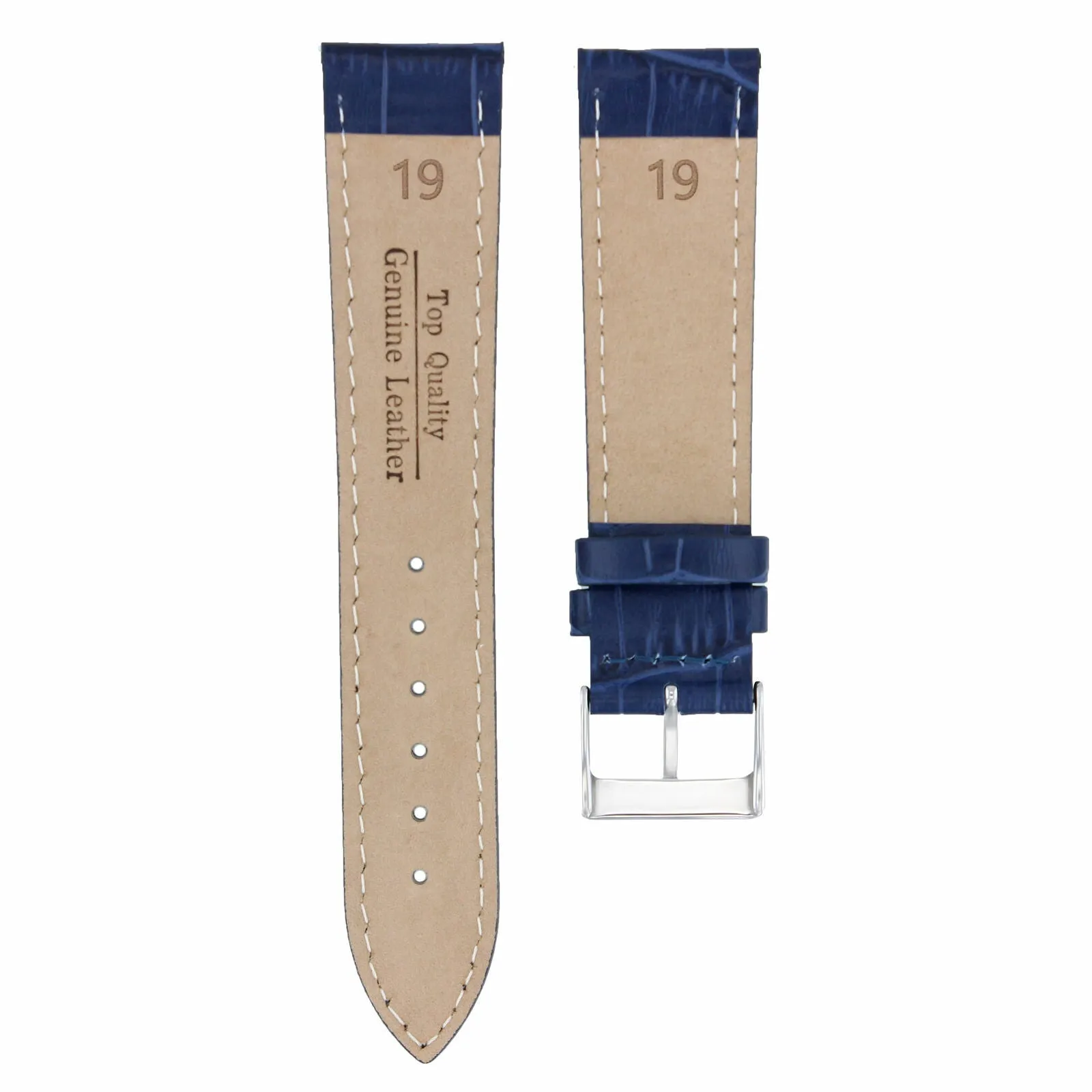 19MM LEATHER WATCH STRAP BAND FOR 34MM ROLEX DATE AIRKING 1400 1505 5700 BLUE