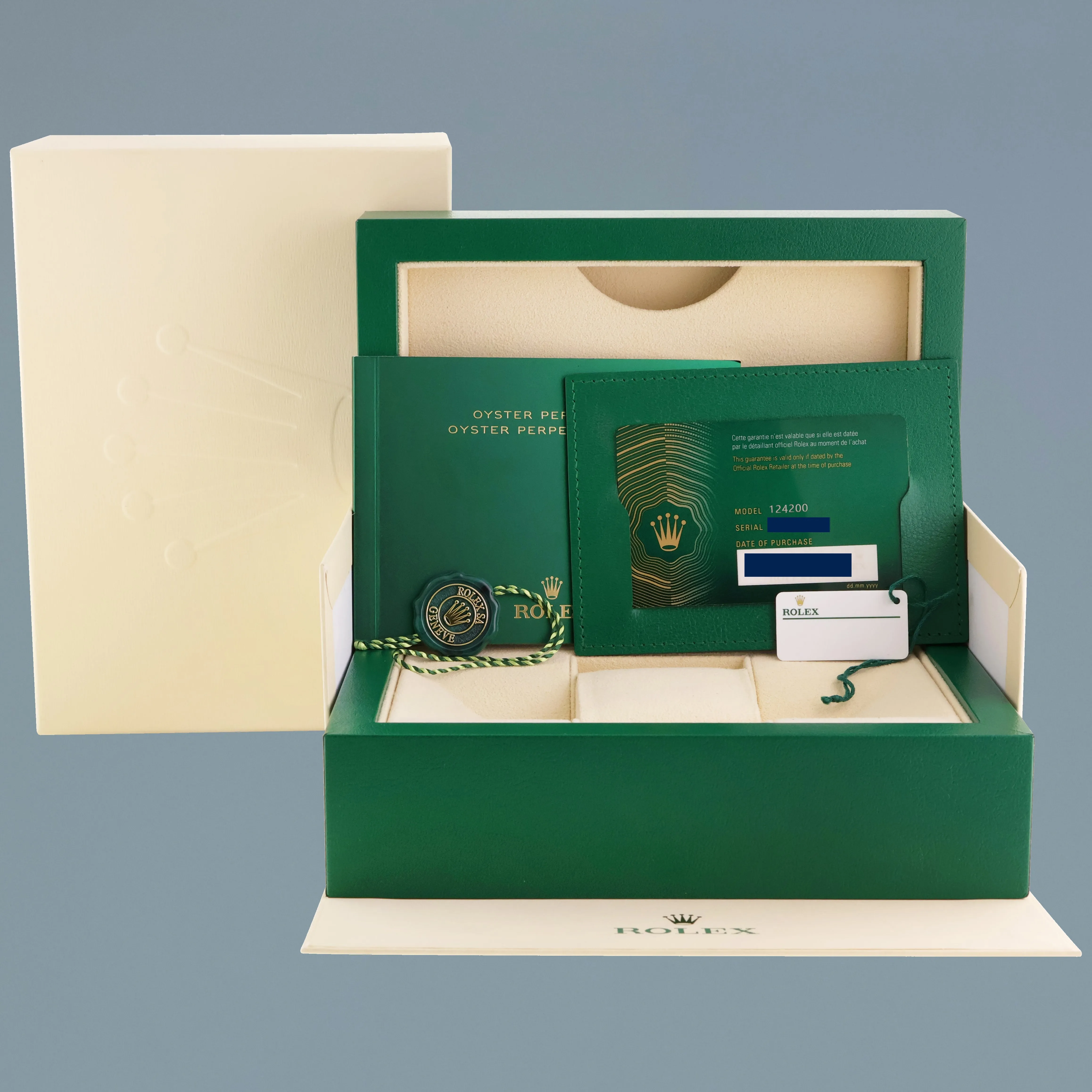 2022 NEW PAPERS Rolex Oyster Perpetual 34mm Blue Stick Oyster Watch 124200 Watch