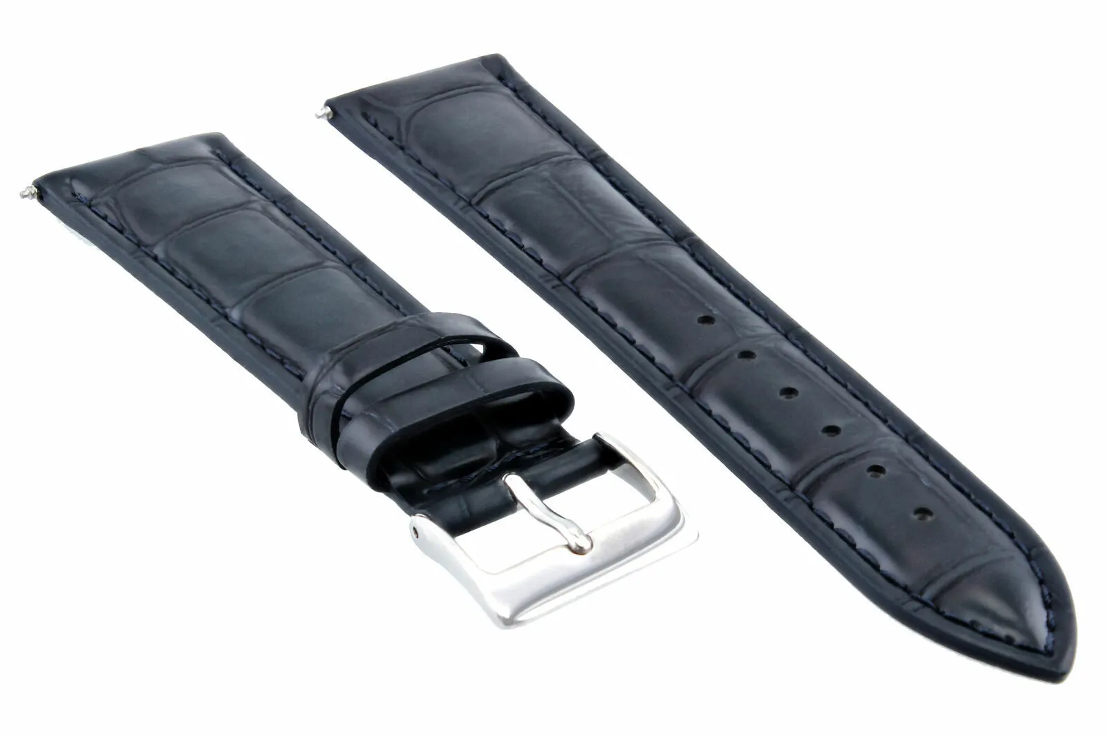 22MM LEATHER WATCH BAND STRAP FOR BREITLNG NAVITIMER PILOT CHRONOMAT DARK BLUE