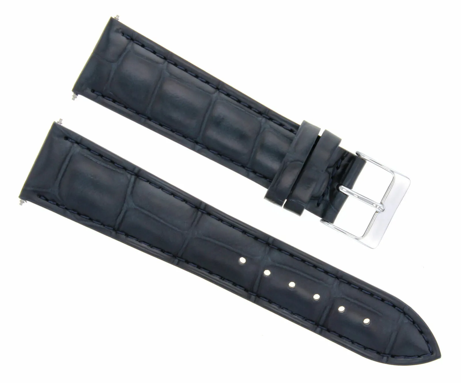 22MM LEATHER WATCH BAND STRAP FOR BREITLNG NAVITIMER PILOT CHRONOMAT DARK BLUE