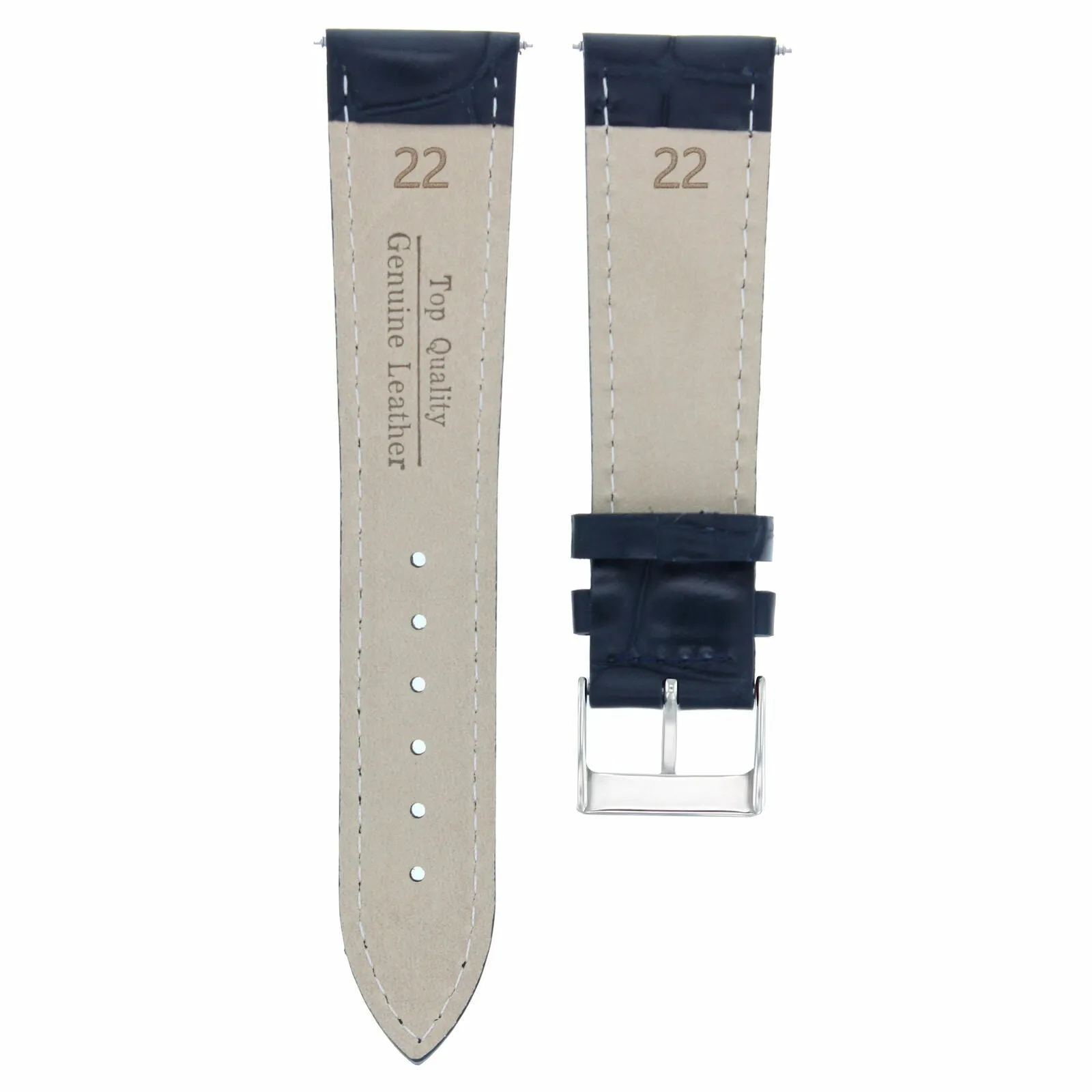 22MM LEATHER WATCH BAND STRAP FOR BREITLNG NAVITIMER PILOT CHRONOMAT DARK BLUE