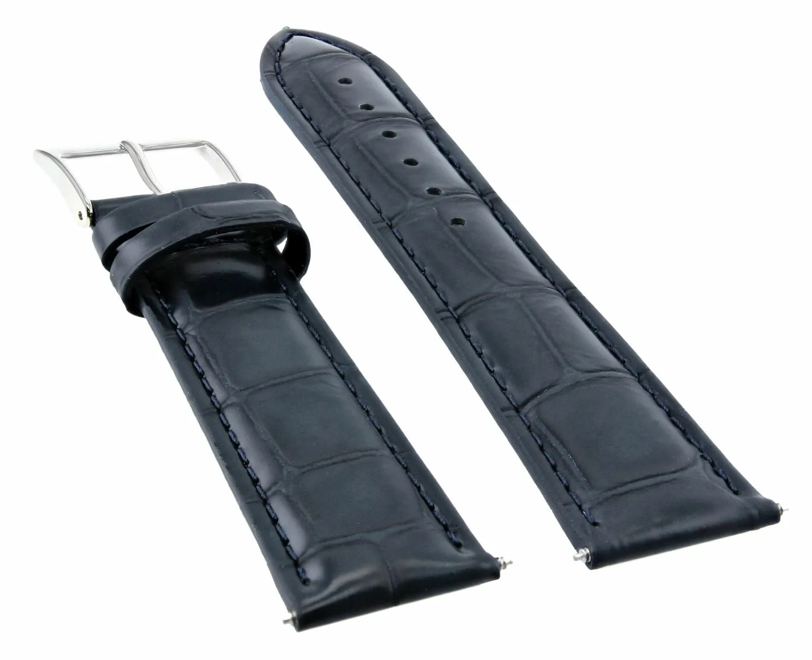 22MM LEATHER WATCH BAND STRAP FOR BREITLNG NAVITIMER PILOT CHRONOMAT DARK BLUE