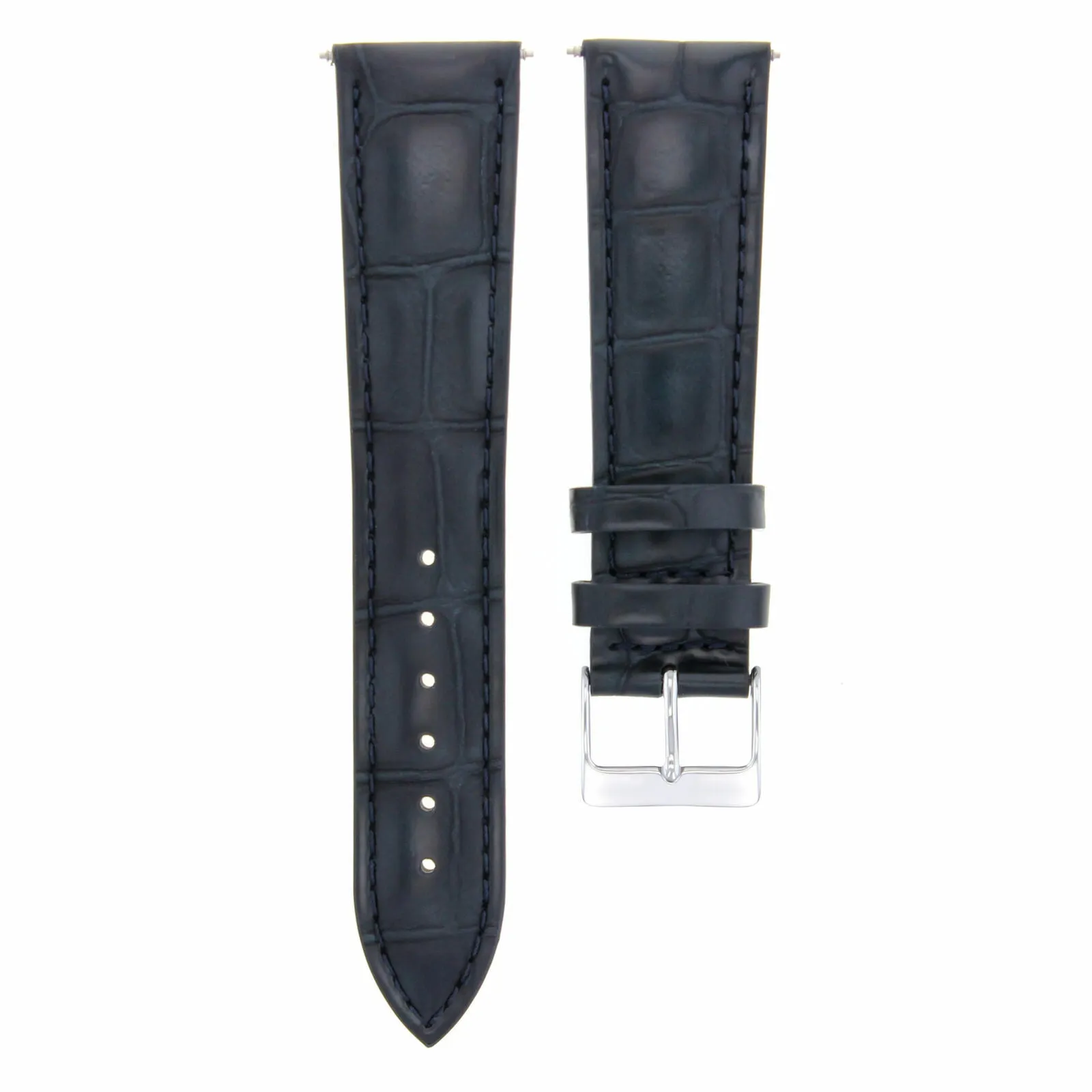 22MM LEATHER WATCH BAND STRAP FOR BREITLNG NAVITIMER PILOT CHRONOMAT DARK BLUE