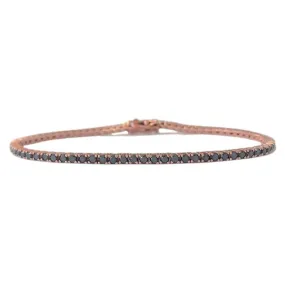 2.60 Ct Prong Setting Black Diamond Tennis Bracelet In Rose Gold