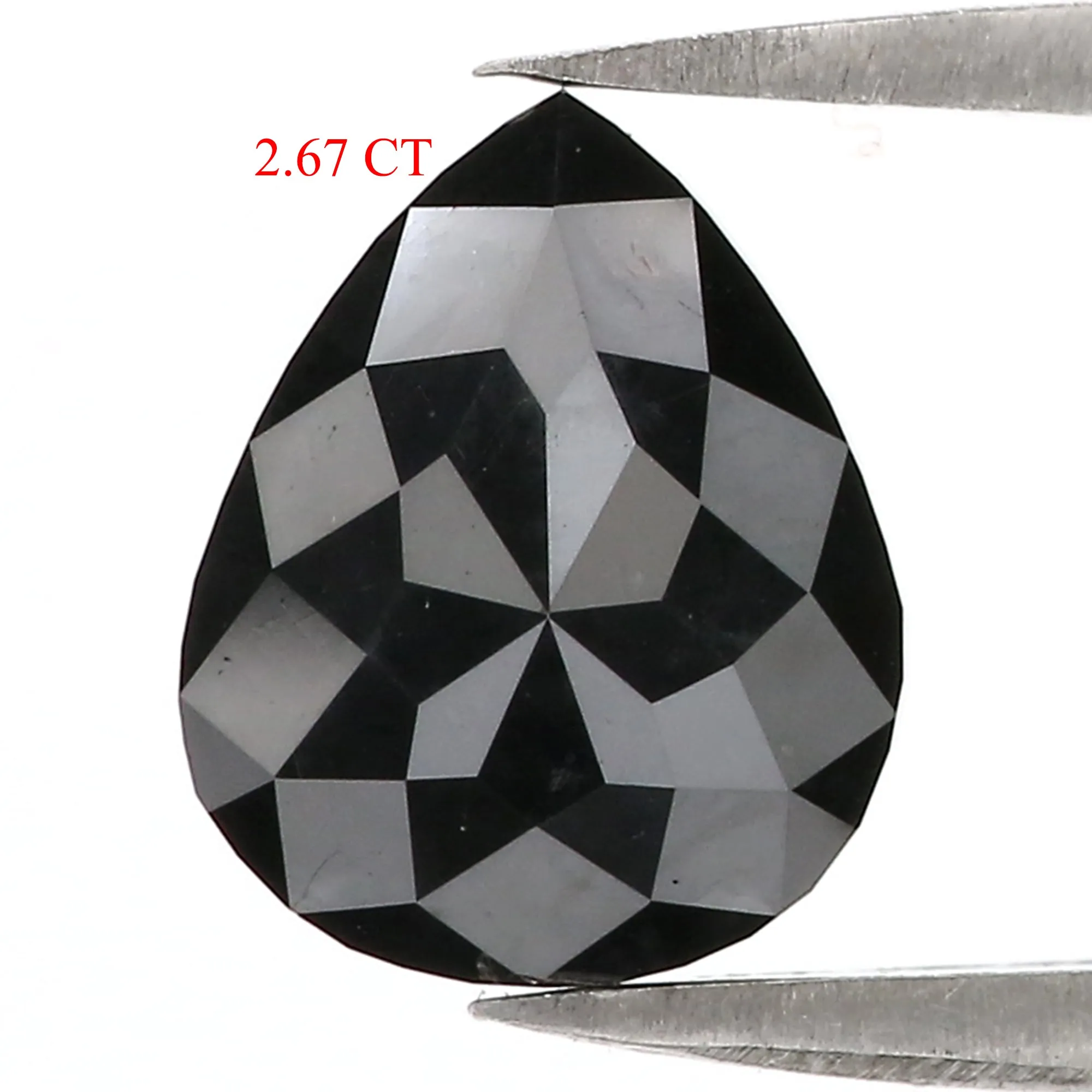 2.67 CT Natural Loose Pear Shape Diamond Black Color Pear Cut Diamond 10.30 MM Natural Loose Diamond Black Pear Rose Cut Diamond QL3113