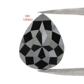 2.67 CT Natural Loose Pear Shape Diamond Black Color Pear Cut Diamond 10.30 MM Natural Loose Diamond Black Pear Rose Cut Diamond QL3113