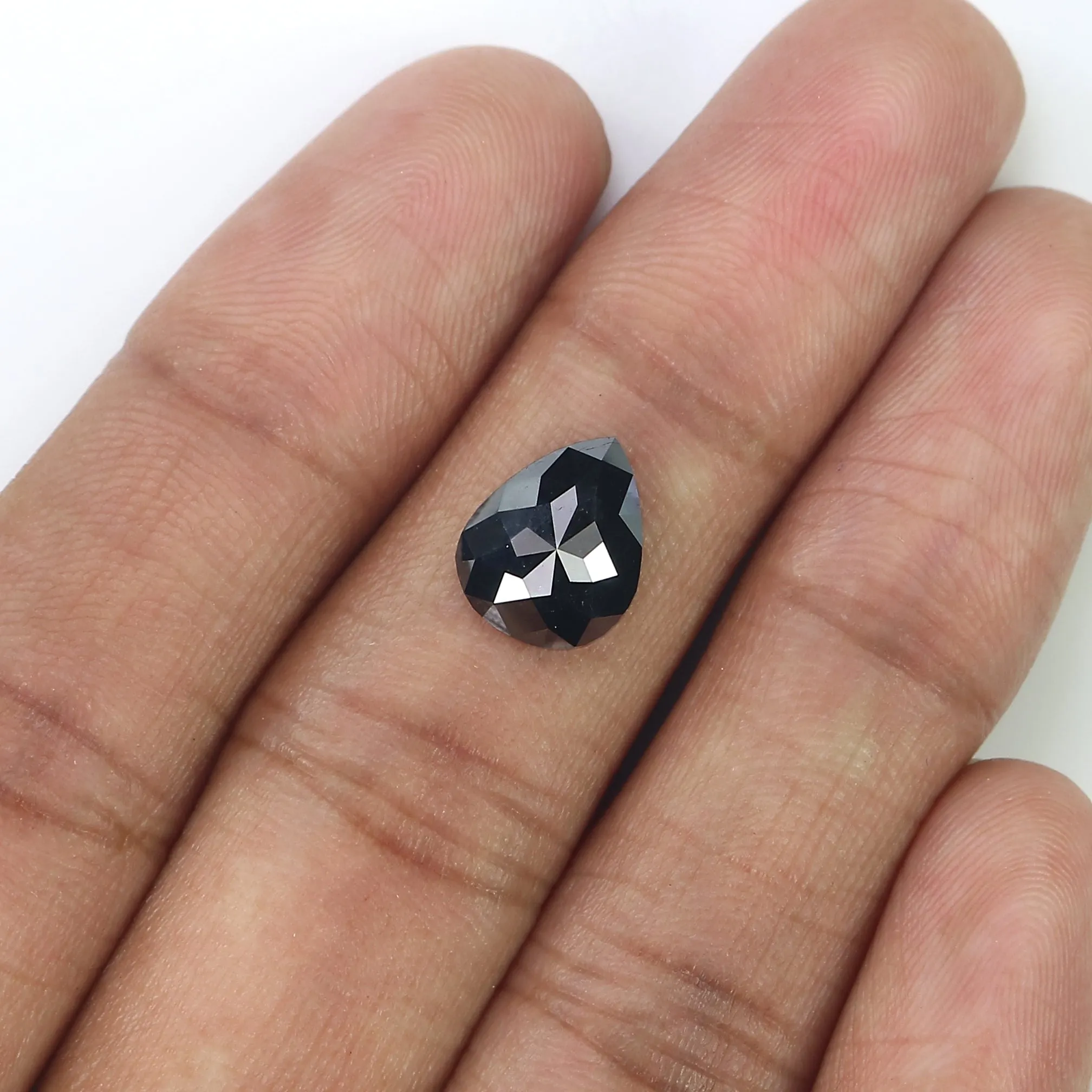 2.67 CT Natural Loose Pear Shape Diamond Black Color Pear Cut Diamond 10.30 MM Natural Loose Diamond Black Pear Rose Cut Diamond QL3113