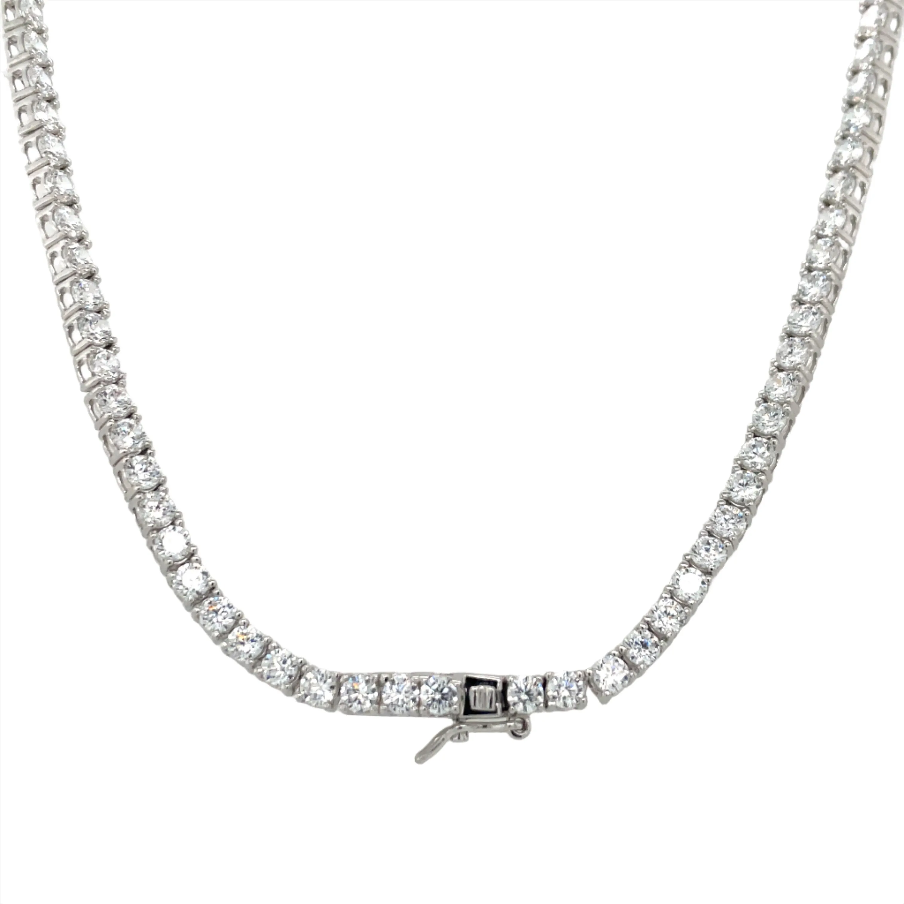 40cm Rhodium Plated Sterling Silver Tennis Necklace