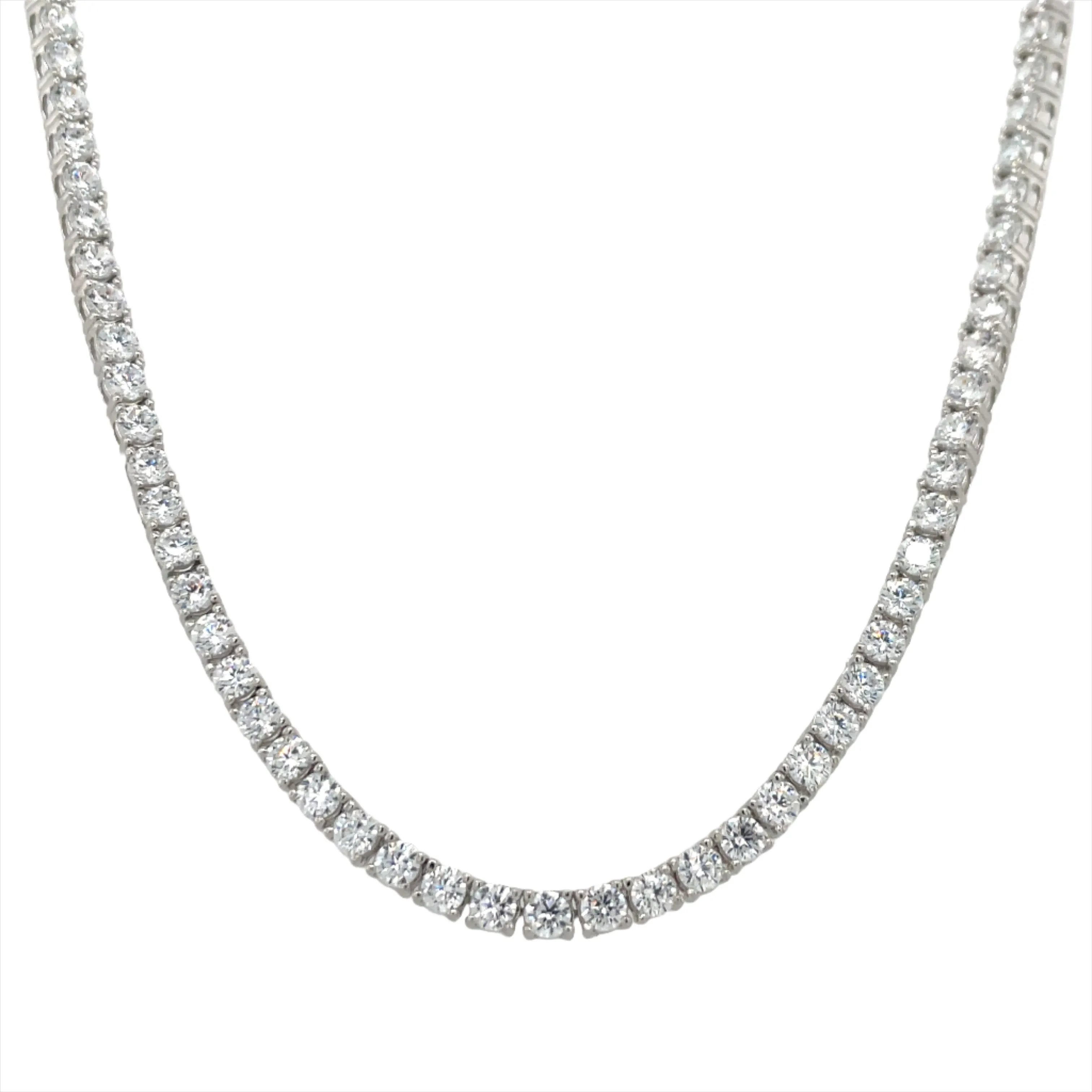 40cm Rhodium Plated Sterling Silver Tennis Necklace