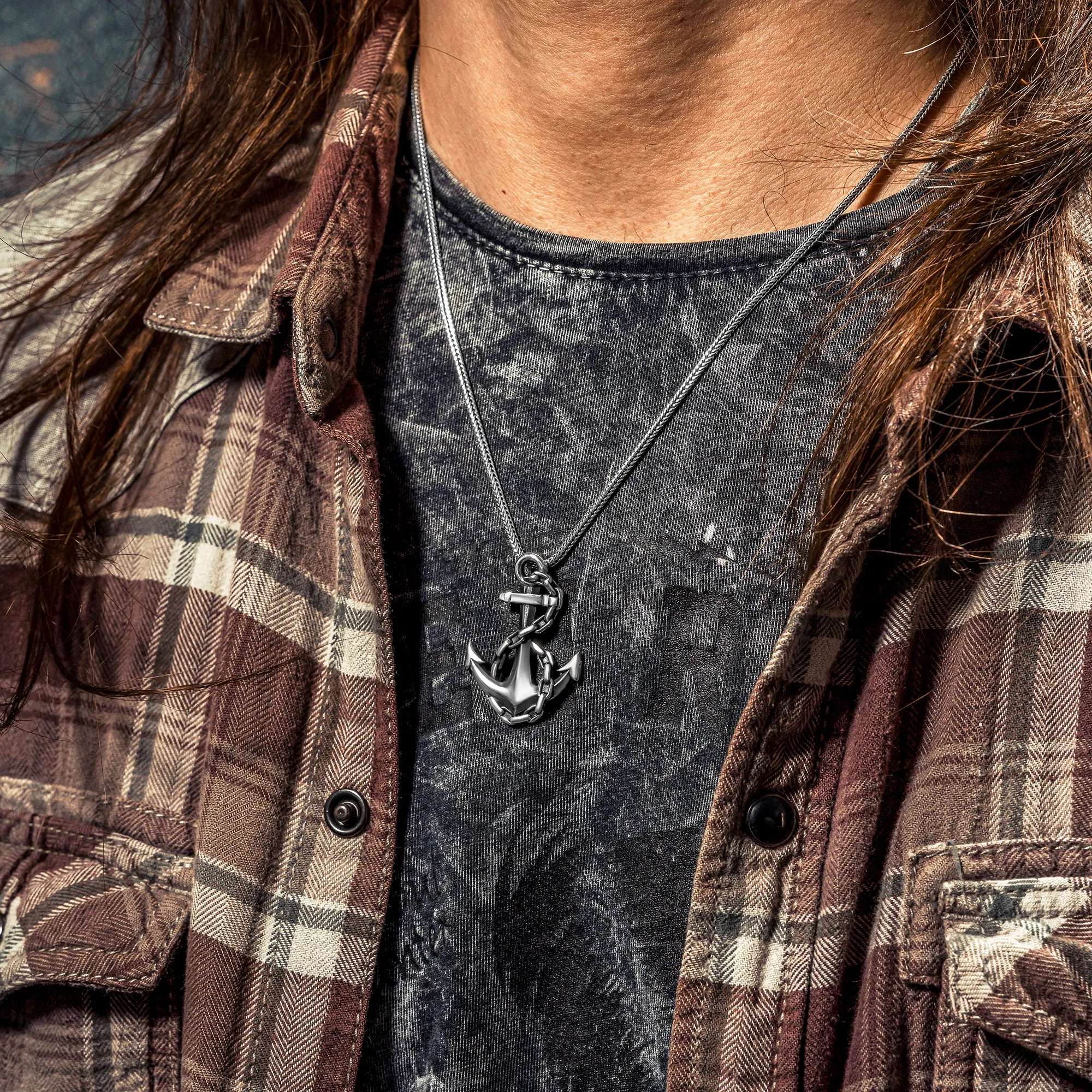 Anchor Oxidized Silver Necklace, Sailor 925 Silver Pendant, Special Necklace for Sea Lovers, Anchor Pendant for Men