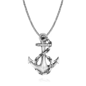 Anchor Oxidized Silver Necklace, Sailor 925 Silver Pendant, Special Necklace for Sea Lovers, Anchor Pendant for Men