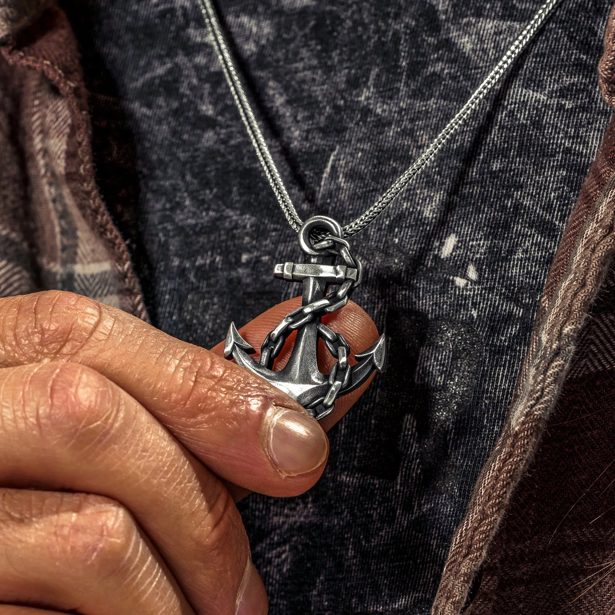 Anchor Oxidized Silver Necklace, Sailor 925 Silver Pendant, Special Necklace for Sea Lovers, Anchor Pendant for Men