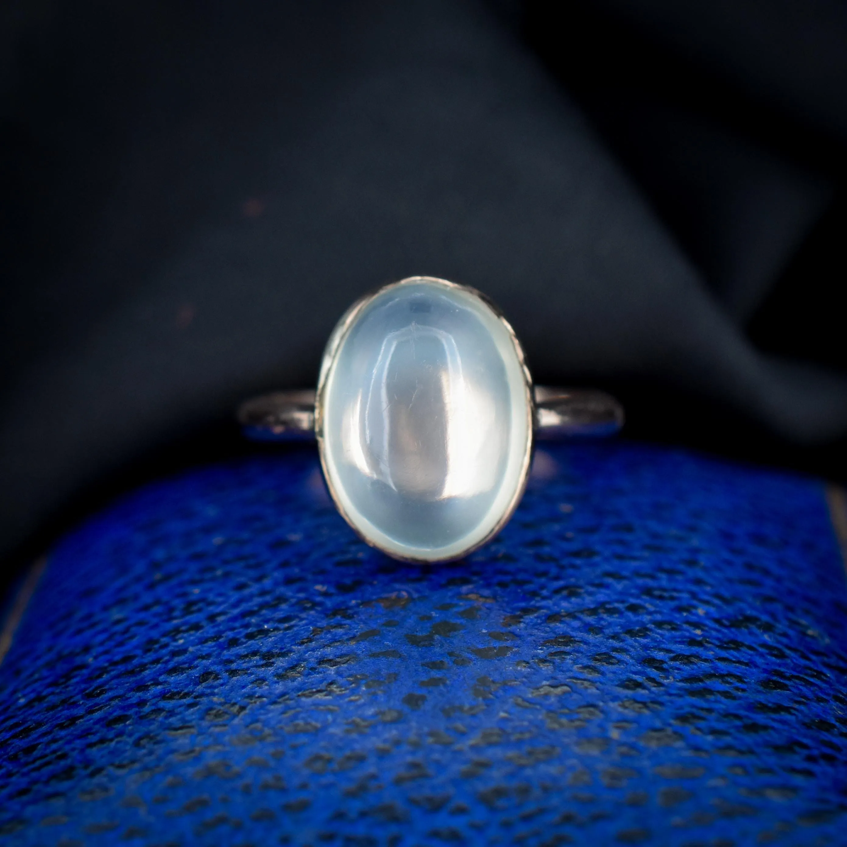 Antique Cabochon Moonstone Oval 9ct Gold Bezel Ring