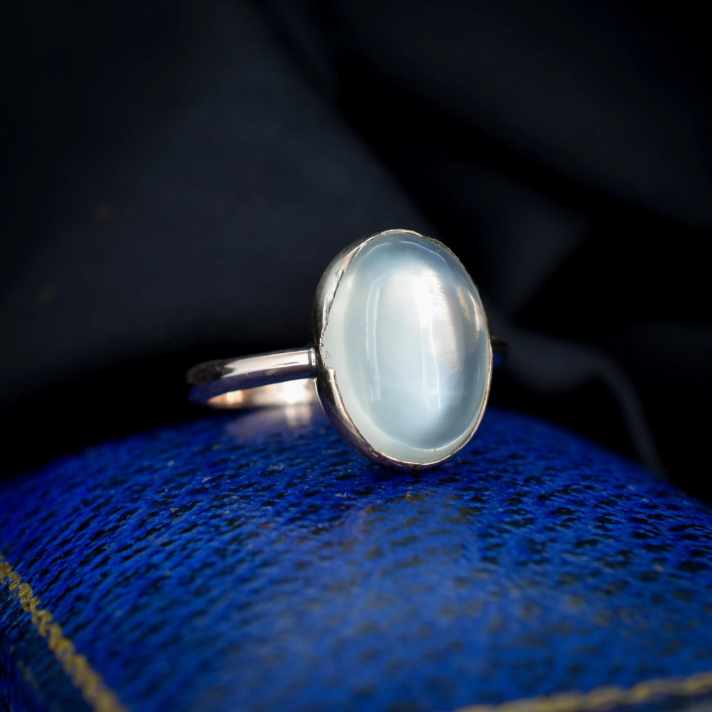 Antique Cabochon Moonstone Oval 9ct Gold Bezel Ring
