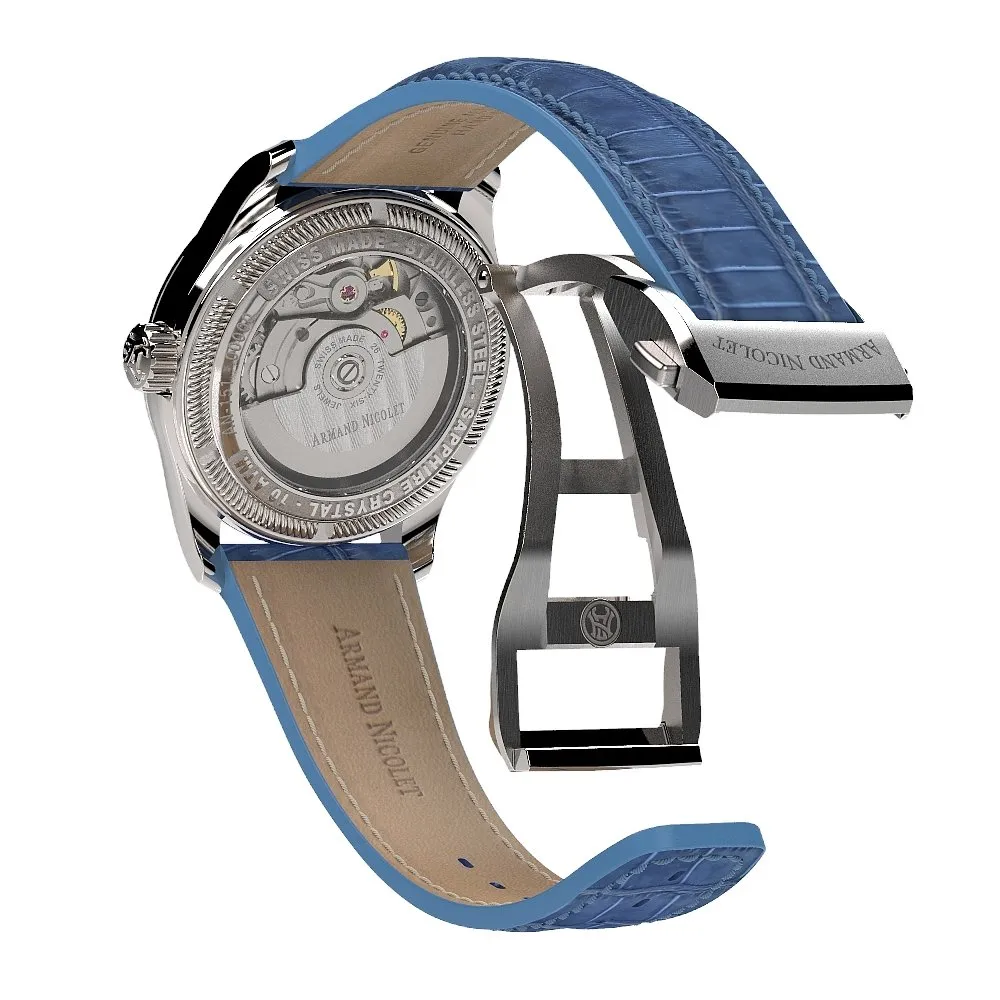 Armand Nicolet Ladies Watch M03-3 Blue Leather Diamond A151FAA-AK-P882LV8