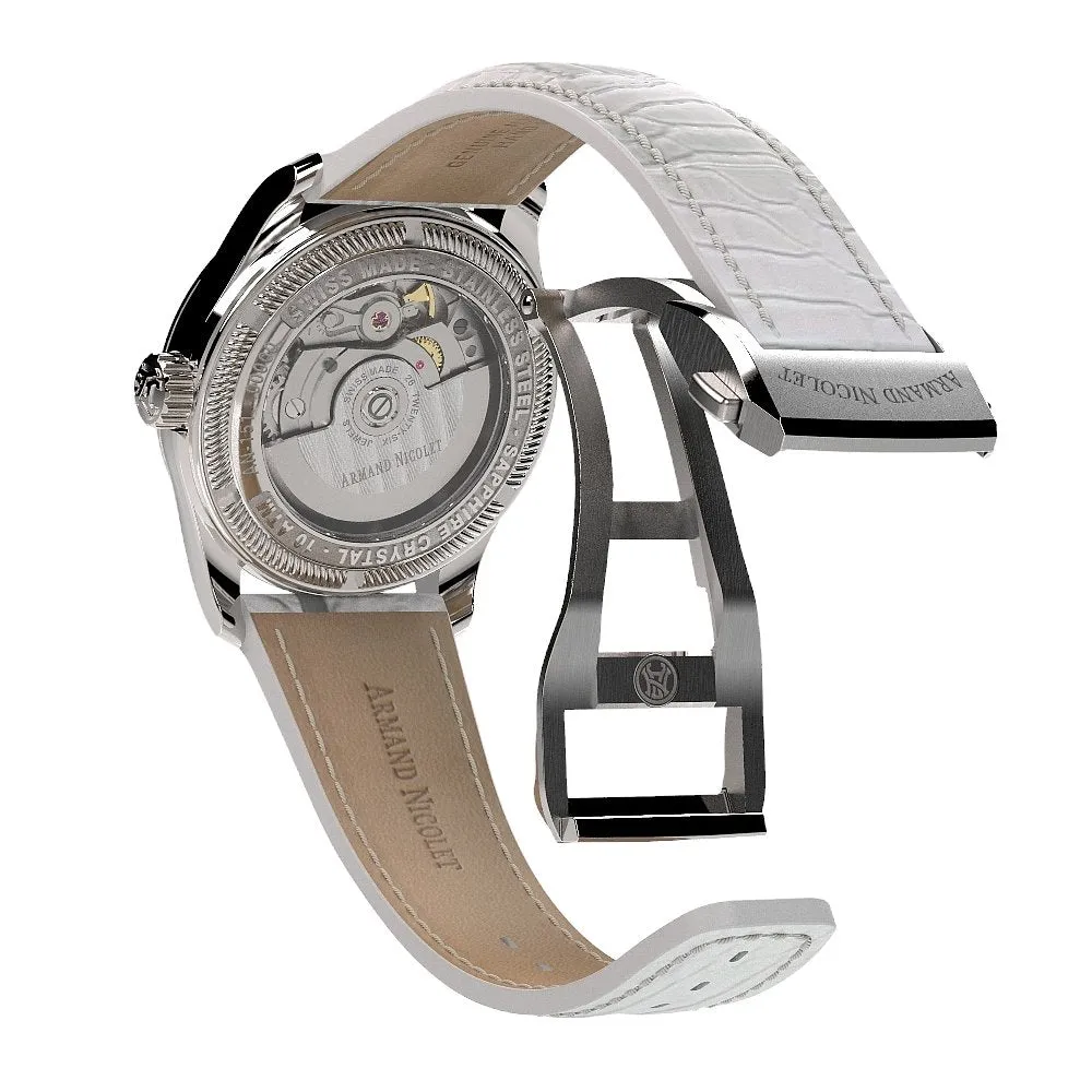Armand Nicolet Ladies Watch M03-3 White Leather Diamond A151FAA-AN-P882BC8