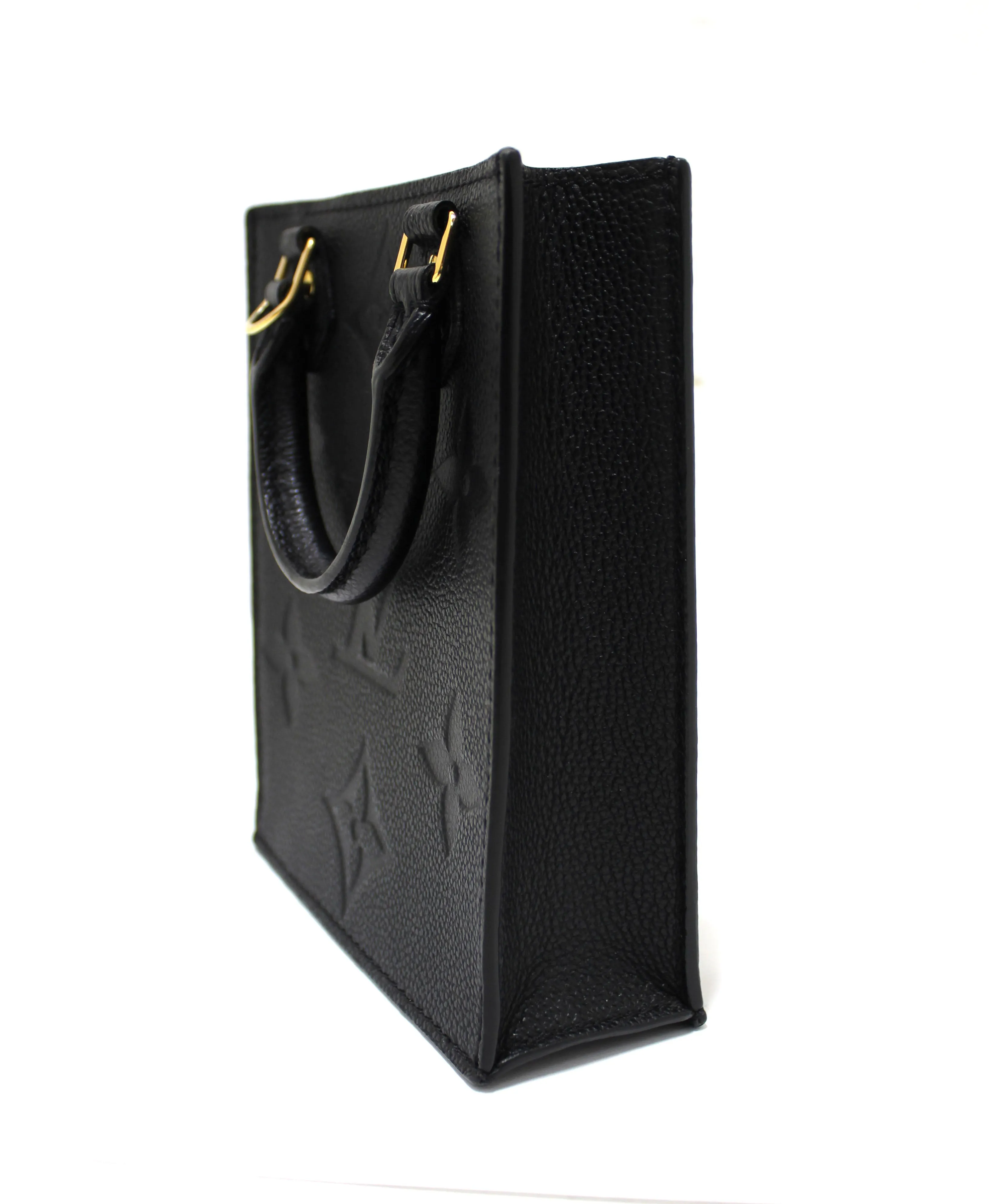 Authentic Louis Vuitton Black Monogram Empreinte Leather Petit Sac Plat Bag