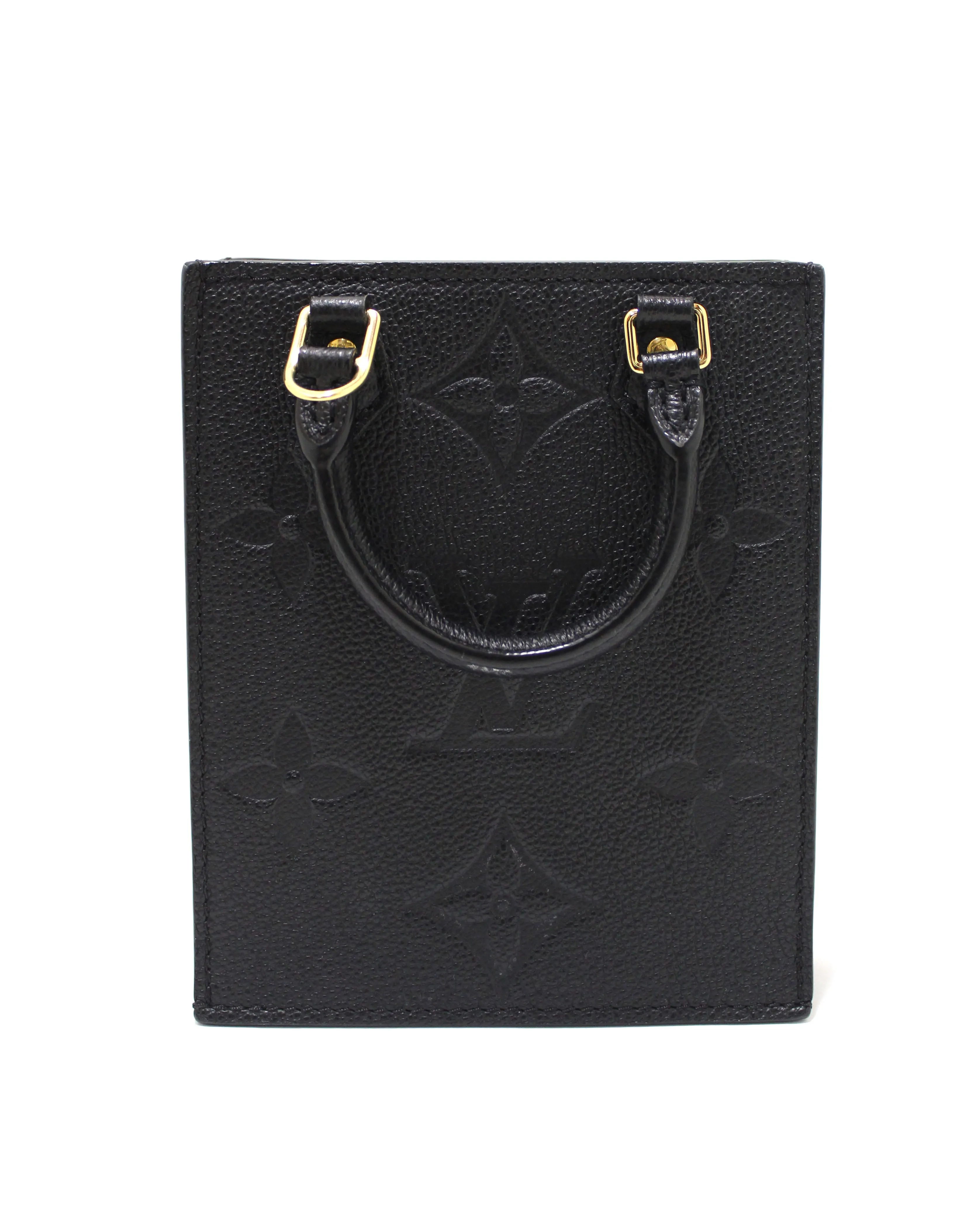 Authentic Louis Vuitton Black Monogram Empreinte Leather Petit Sac Plat Bag