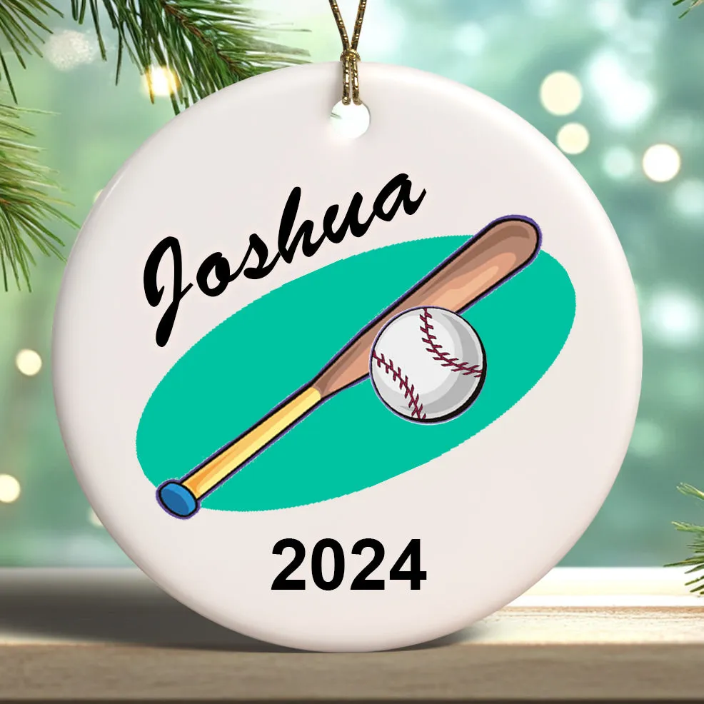 Baseball Bat Personalized Christmas Ornament